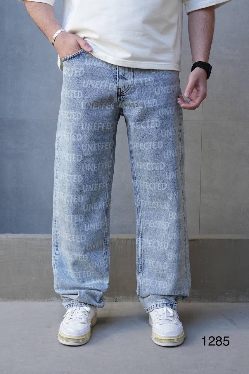Uneffected Baskılı Özel Tasarım Erkek Baggy Jean Pantolon