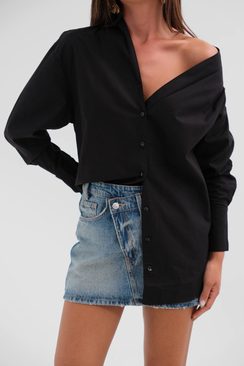 Craig Asymmetric Shawl Collar Women's Shirt