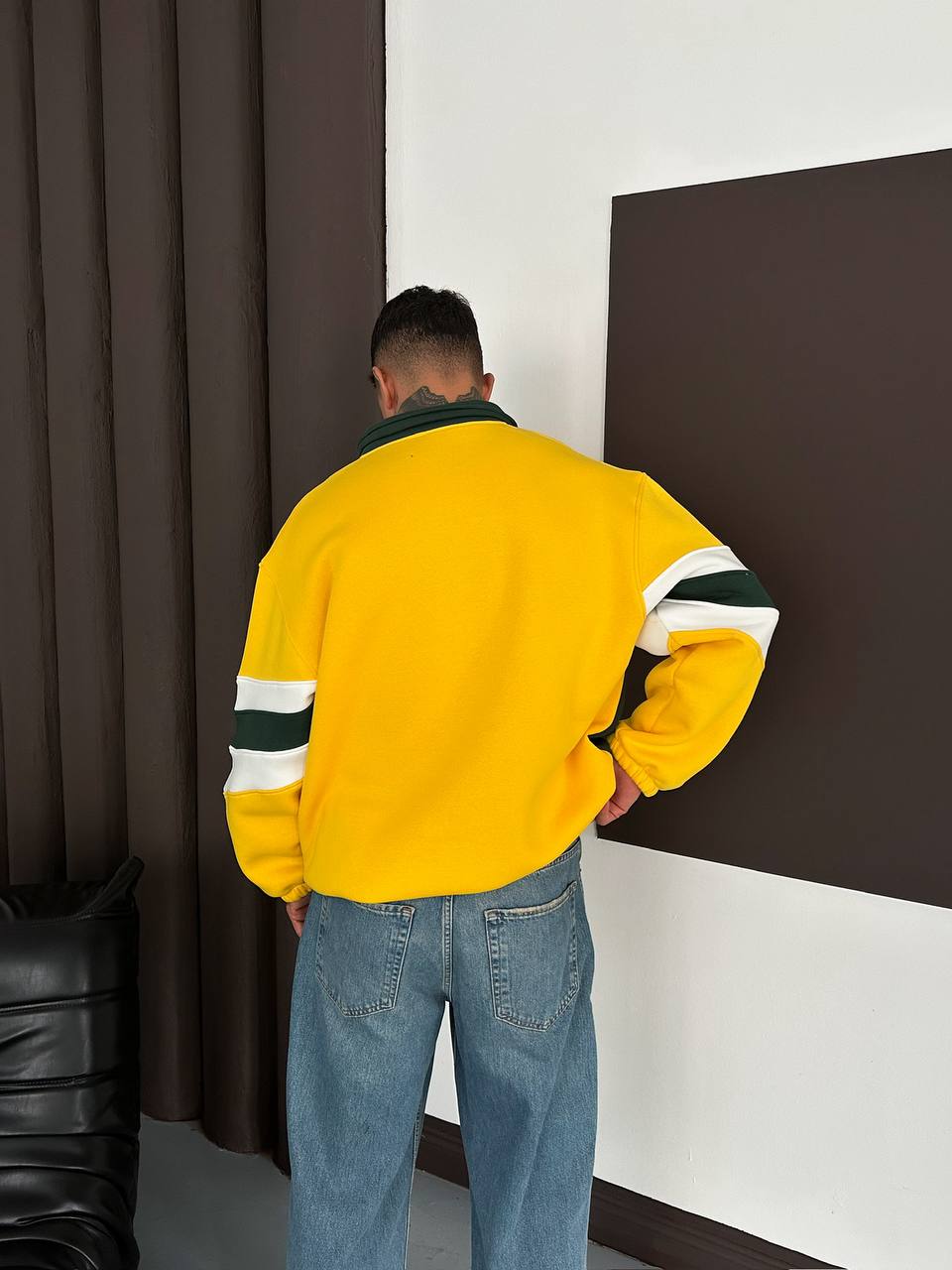 Rodry Brezilya Temalı Polo Yaka Oversize Kesim Erkek Forma Sweatshirt