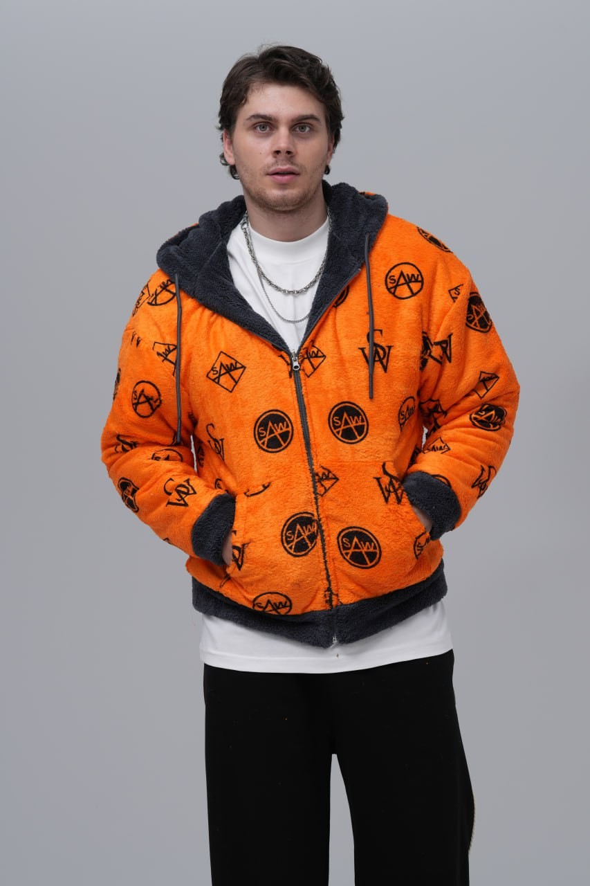 Mendy Çift Taraflı Oversize Kesim Erkek Peluş Mont