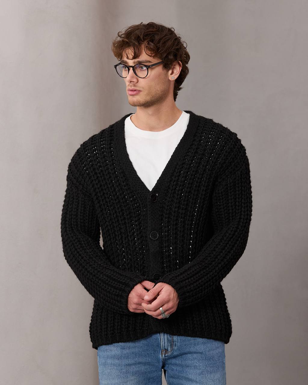 Soft Hands Düğme Detaylı Yün Erkek Hırka