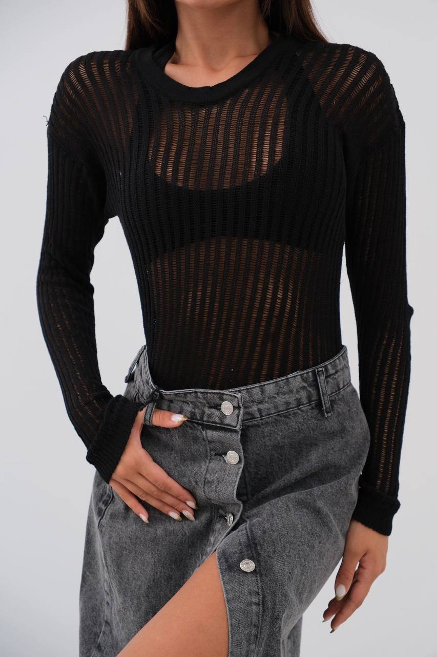 Hazel Ribbed Transparent Woman Blouse