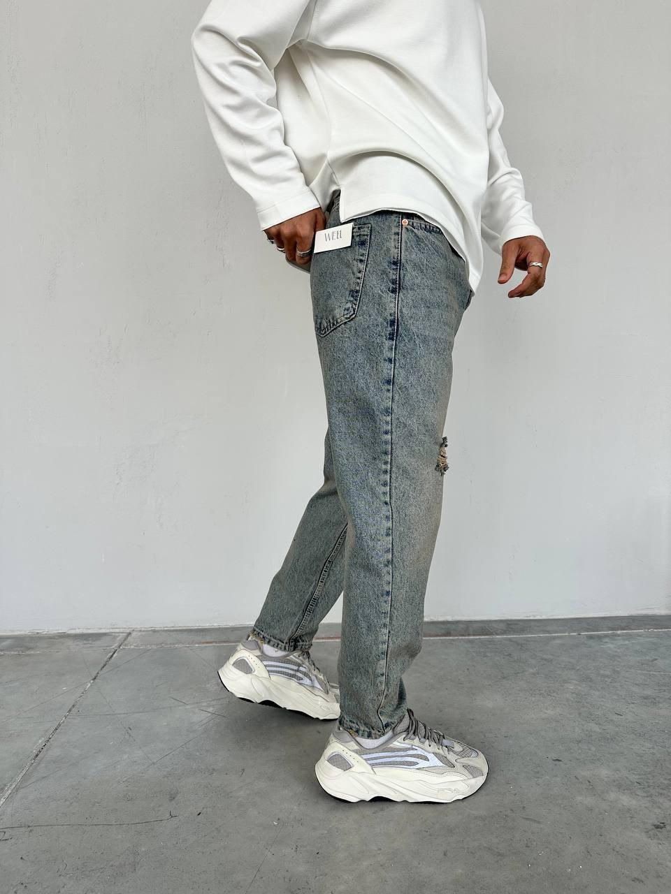 Mark Vintage Yıkama Yırtık Efektli Erkek Jean - 2768