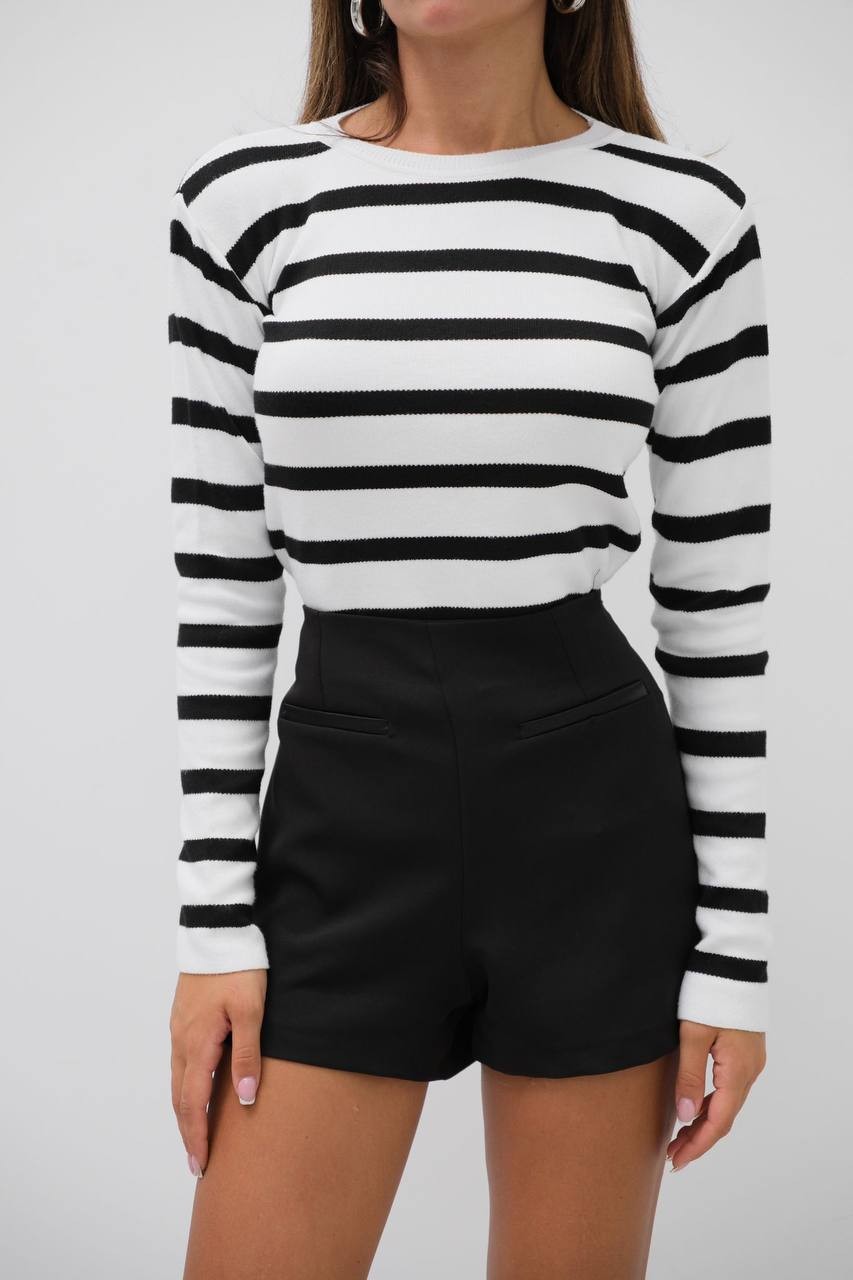 Mandy Striped Crew Neck Knitwear Blouse