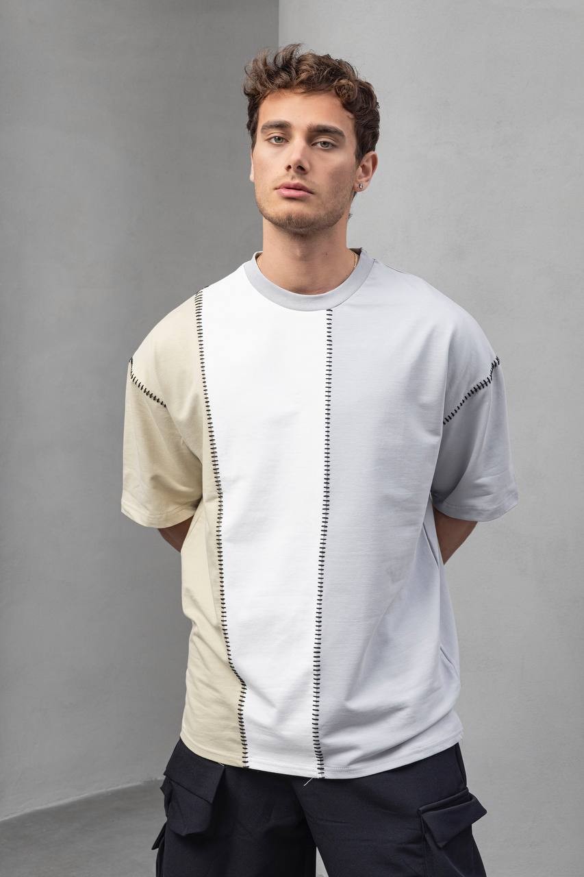 Dikiş Detaylı Oversize Kesim Erkek Tişört