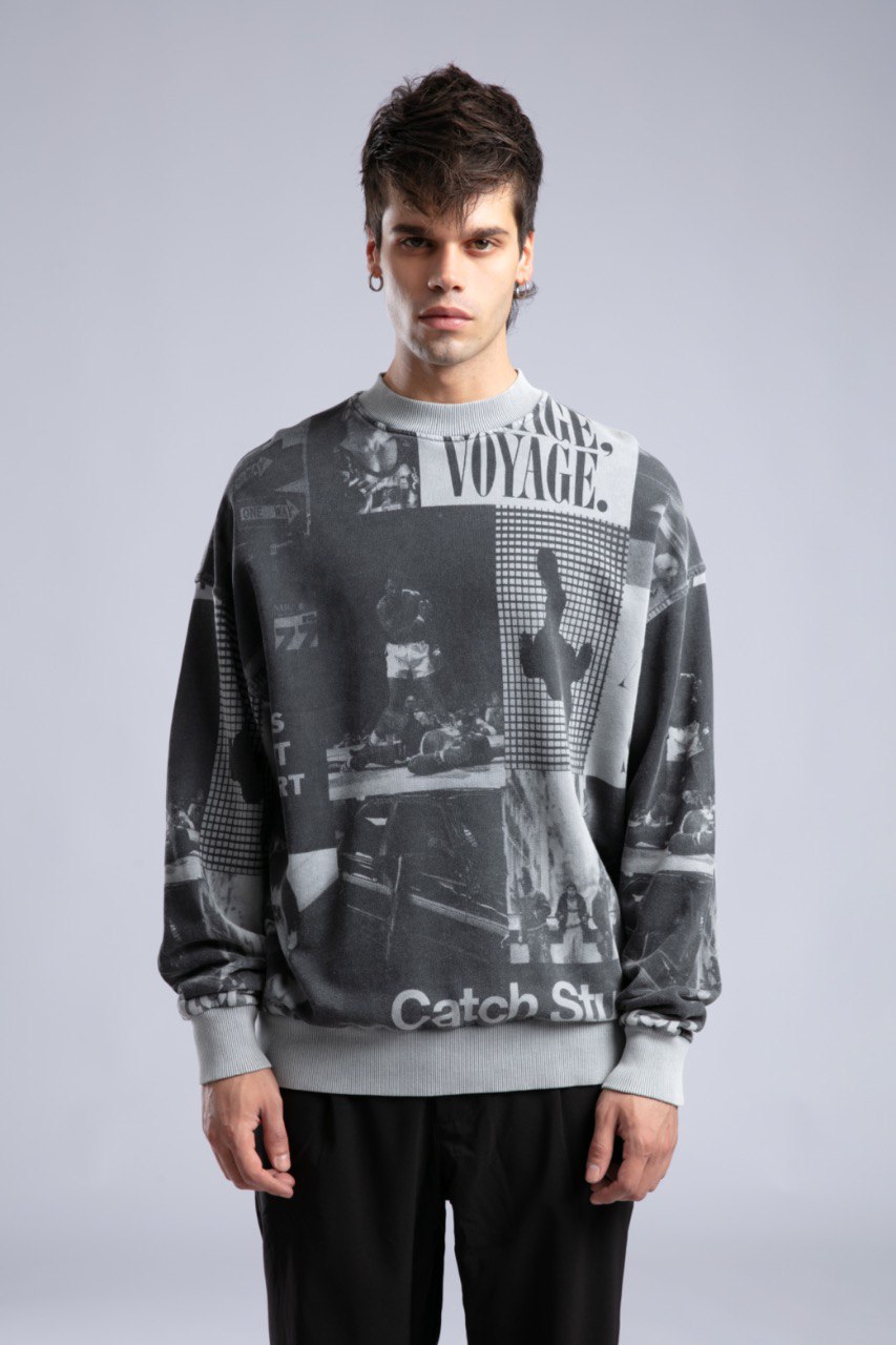 Ethan Baskılı Oversize Kesim Erkek Sweatshirt