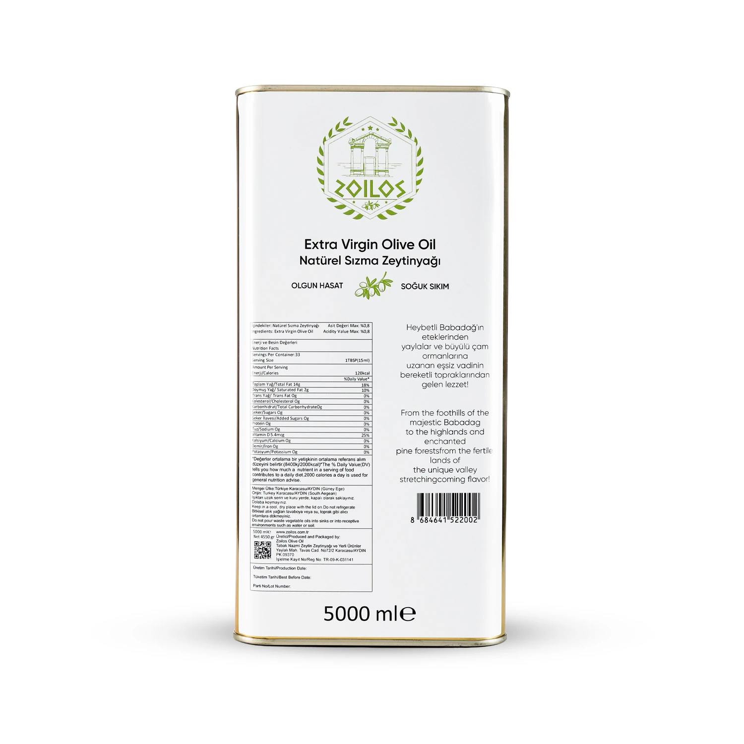 5lt Olgun Hasat Soğuk Sıkım Natürel Sızma Zeytinyağı