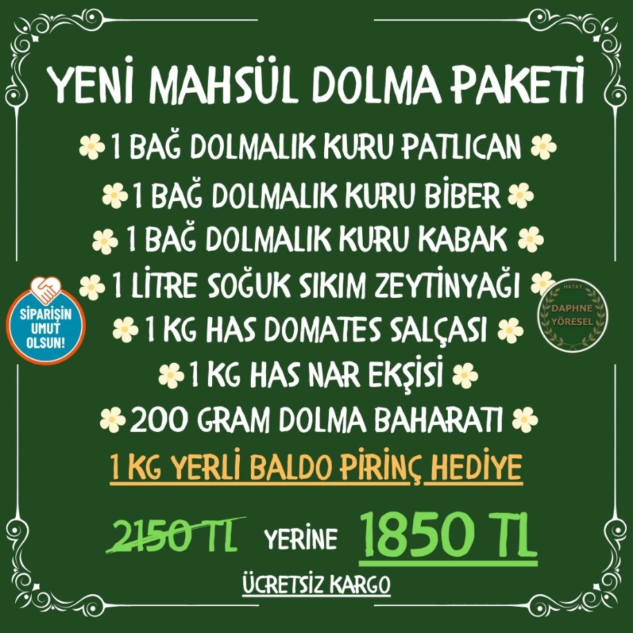 İndirimli Yeni Mahsül Dolma Paketi