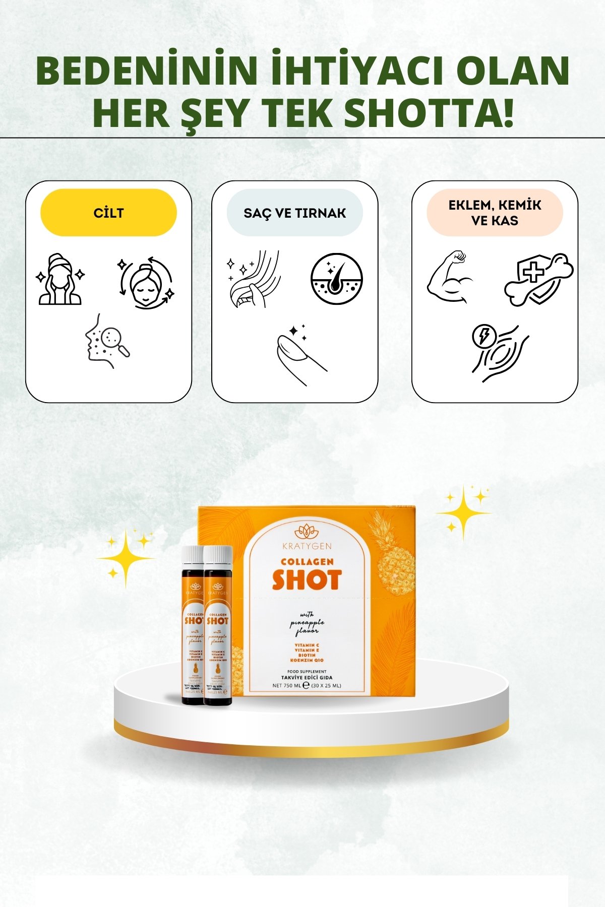 Kratygen Ananas Aromalı Kolajen Shot