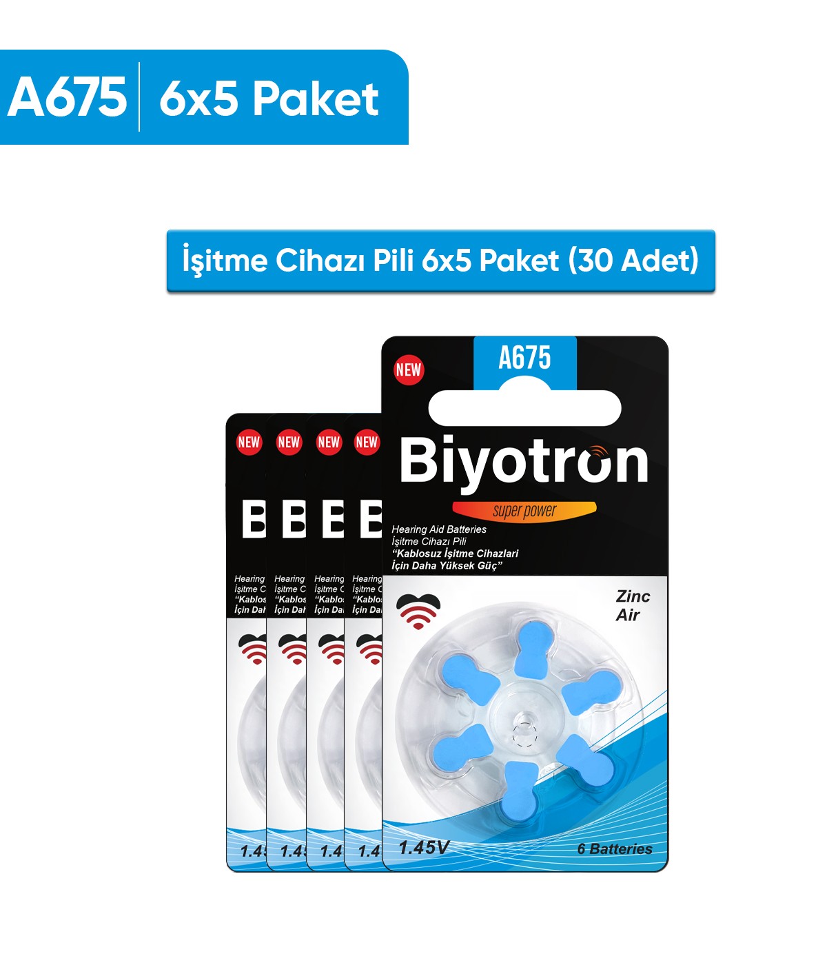 Biyotron Premium 675 Işitme Cihazı Pili 6x5 (30 Adet)