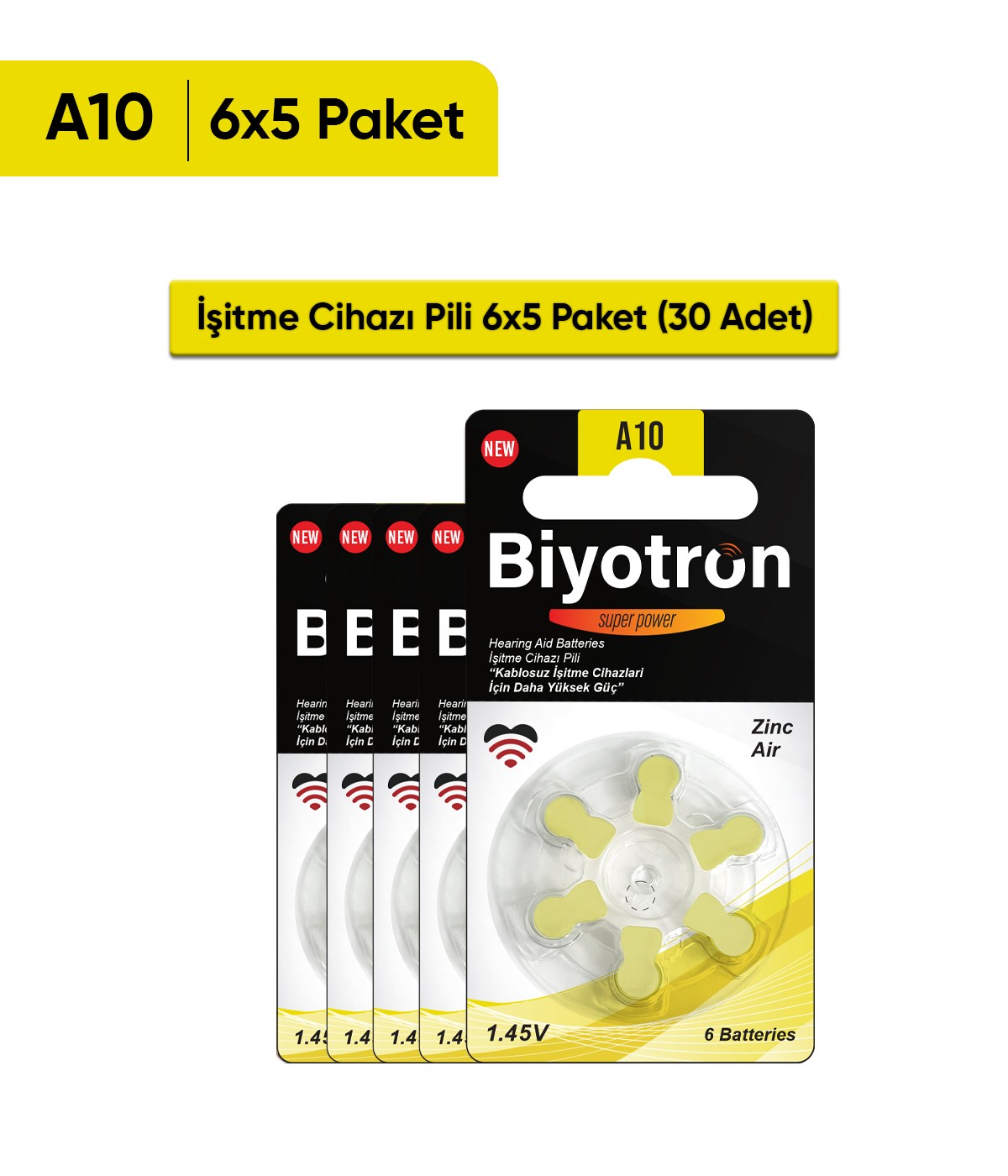 Biyotron Premium A10 İşitme Cihazı Pili 6X5 (30 Adet)