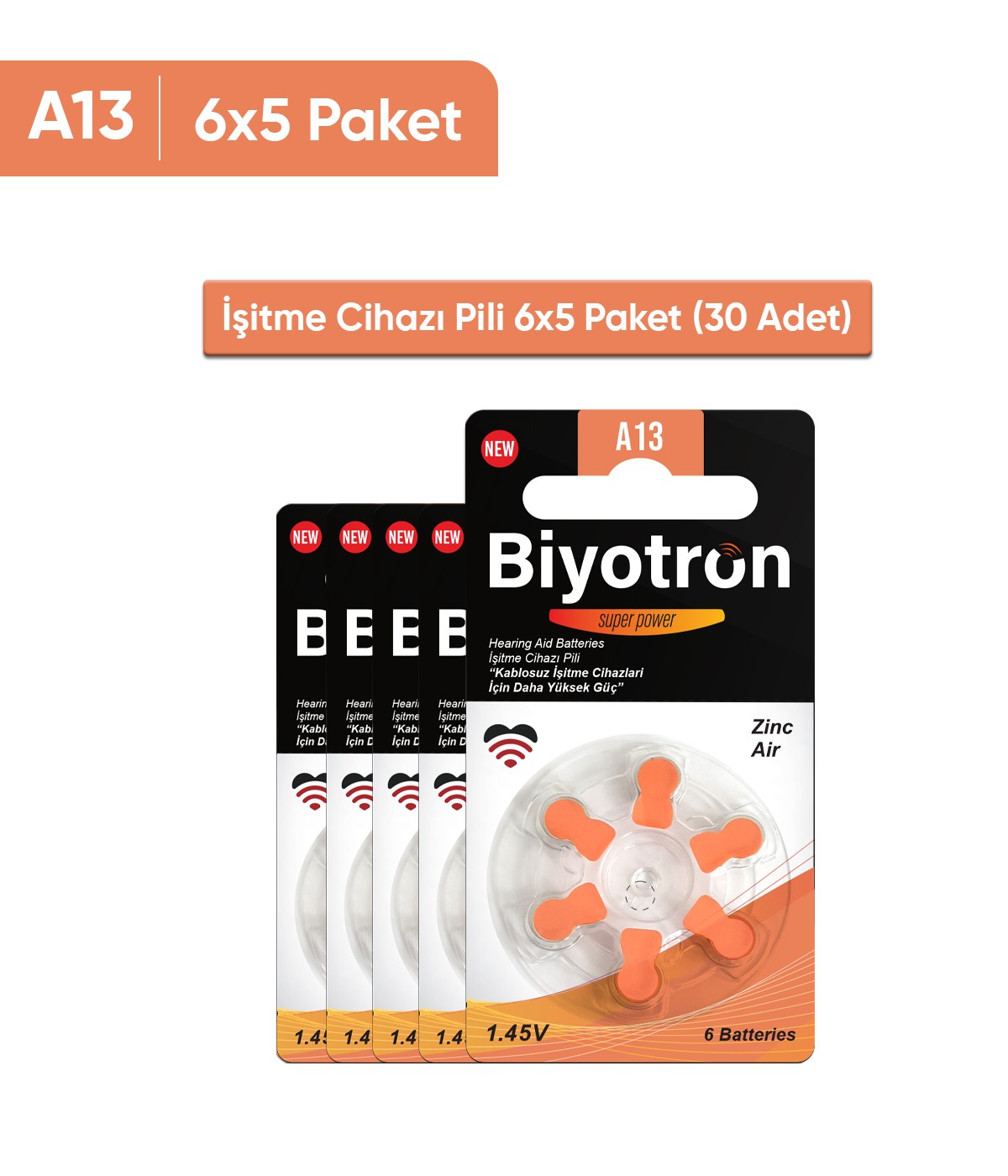 Biyotron Premium A13 İşitme Cihazı Pili 6x5(30 Adet)