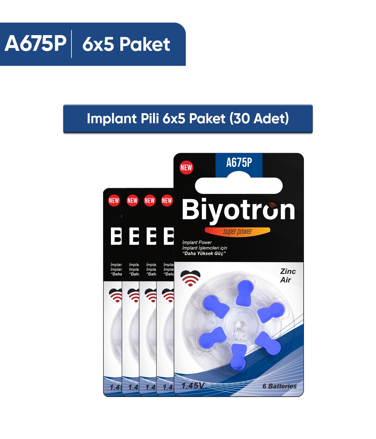 Biyotron Premium A675P Koklear Implant Pili 6x5 (30 Adet)