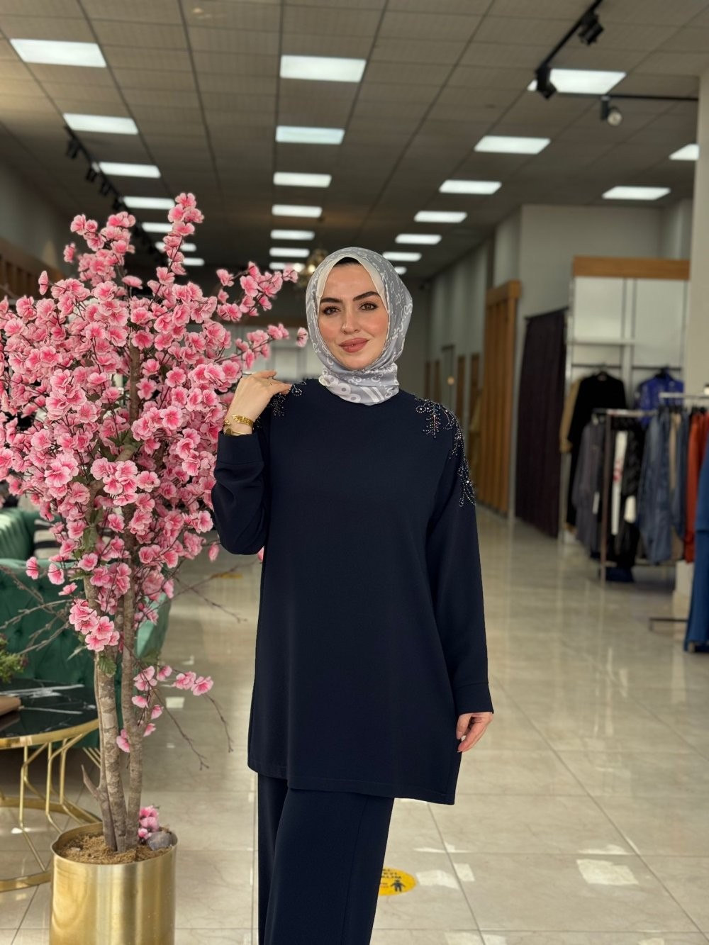 Yaprak Panolon Takım-Lacivert