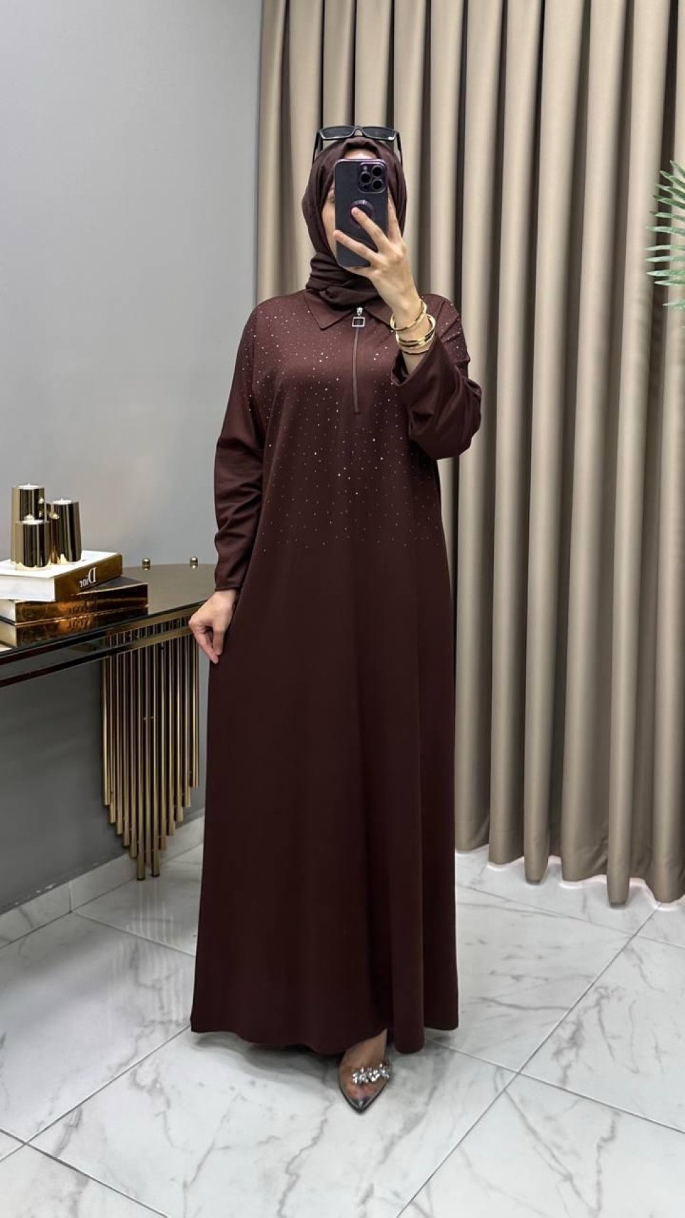 Lale Abiye Elbise Kahve