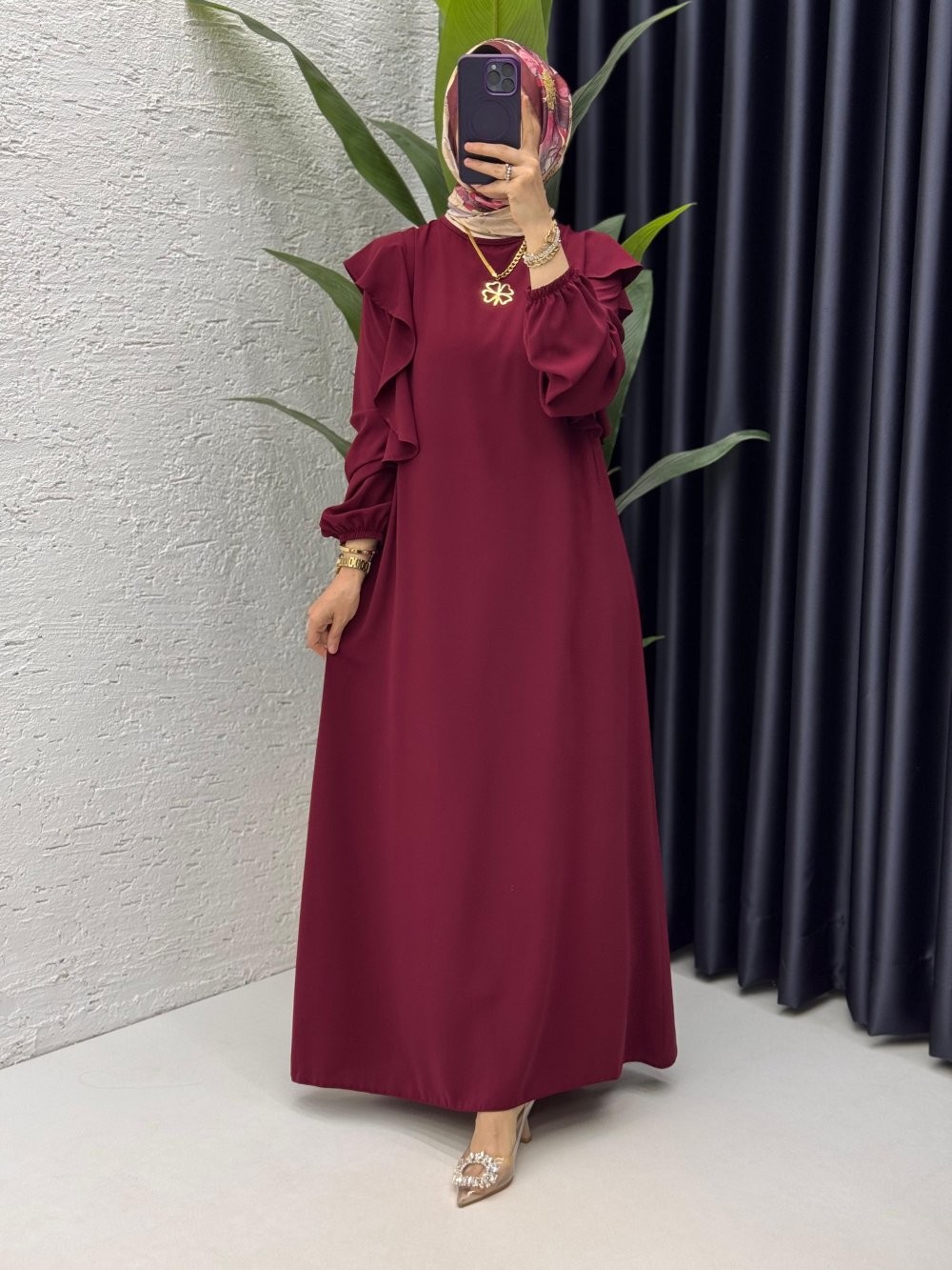 Bordo Canan Elbise Tesettür Giyim 