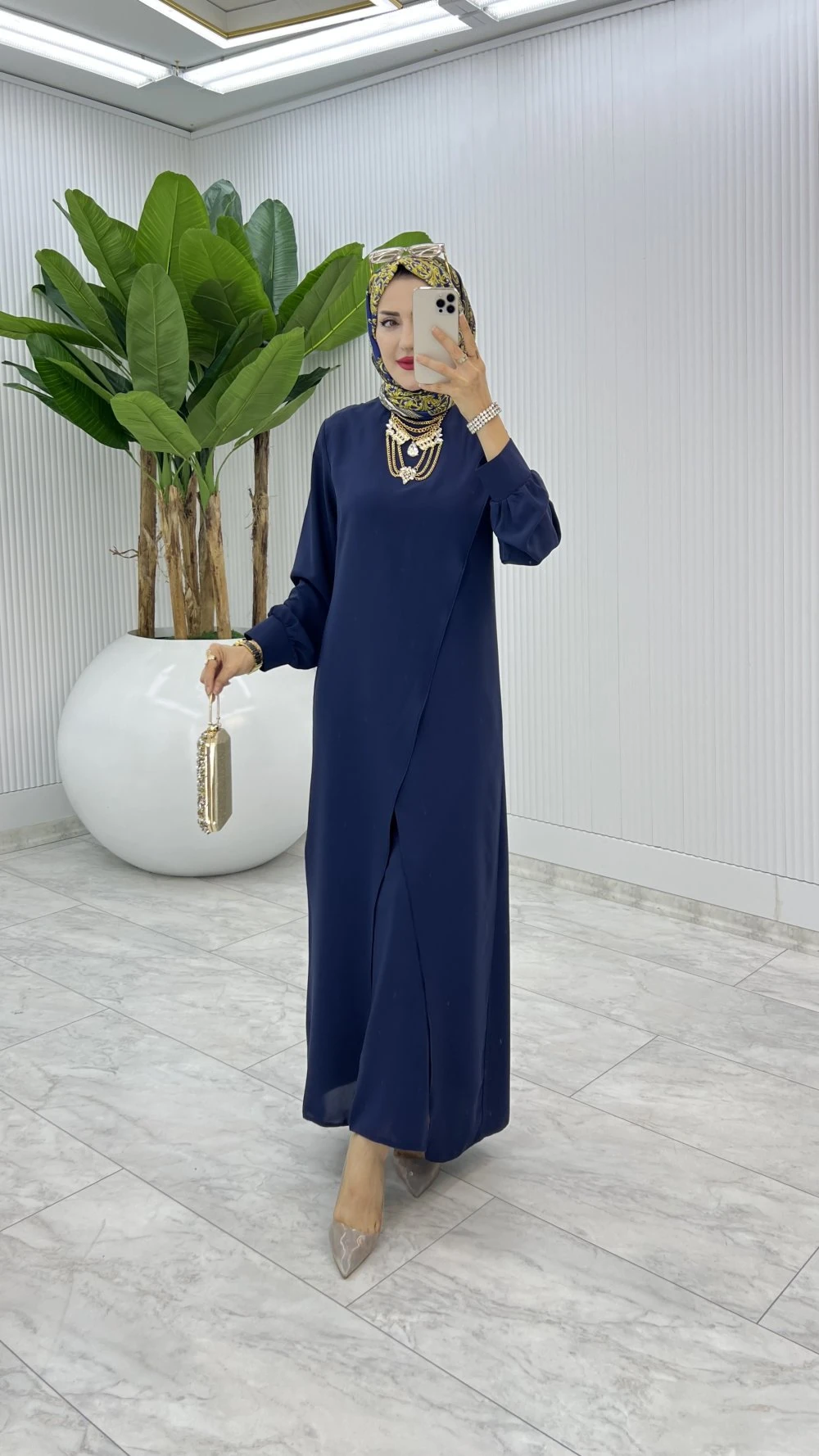 Lacivert Ahum Tasarım Takım Tesettür Giyim 