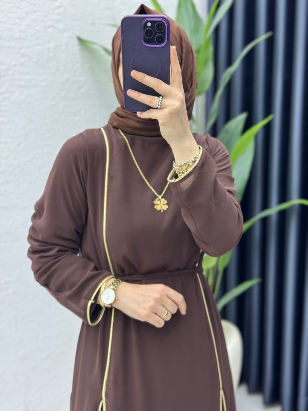 Kahve Premium İkili Şifon Takım Tesettür Giyim