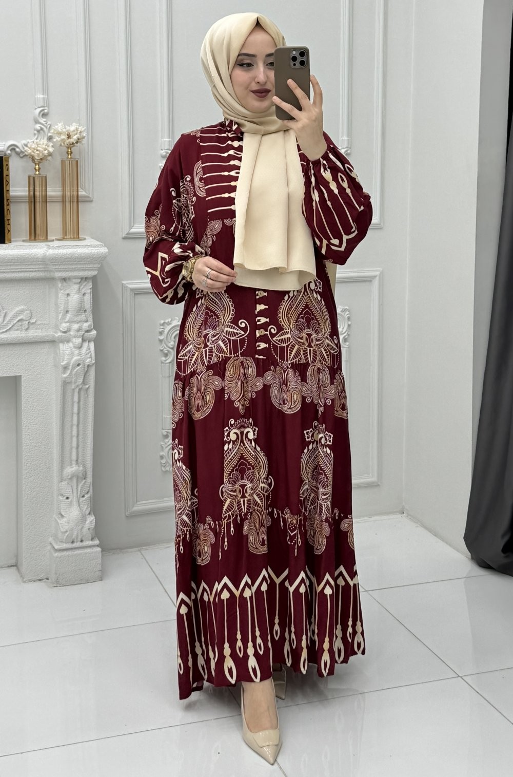 Nilüfer Elbise Bordo