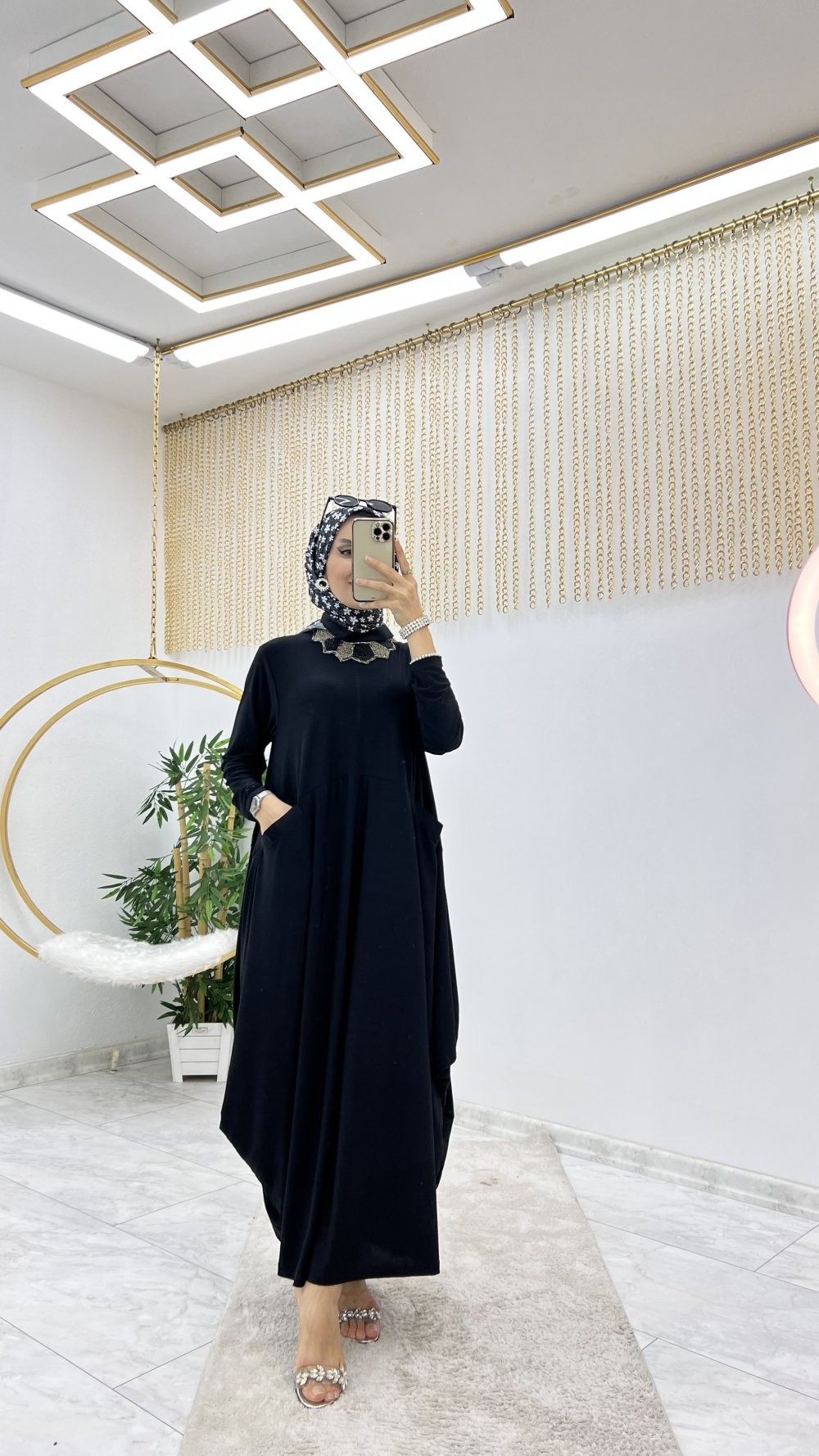 Siyah Betül Tesettür Elbise 