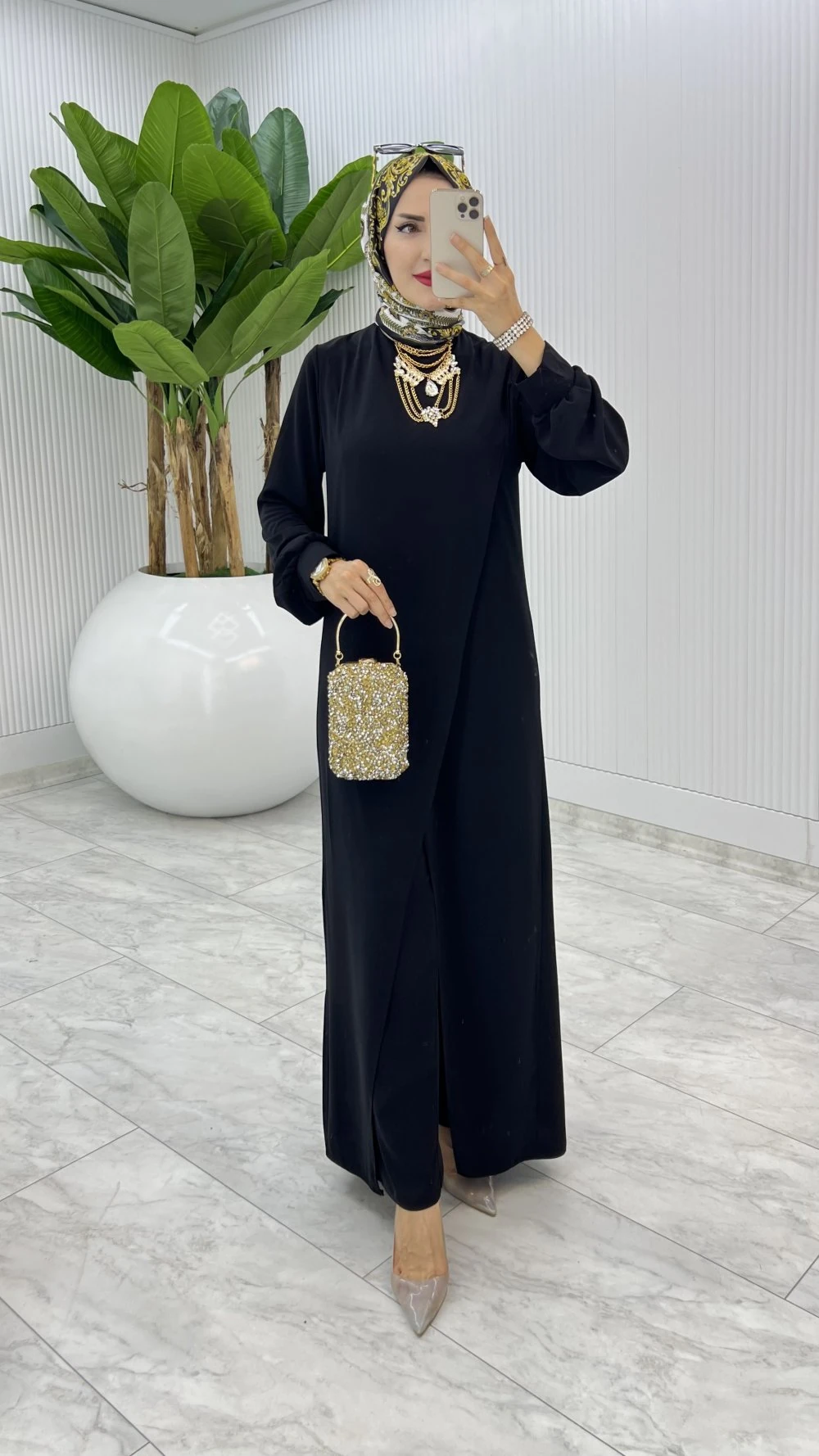 Siyah Ahum Tasarım Takım Tesettür Giyim 