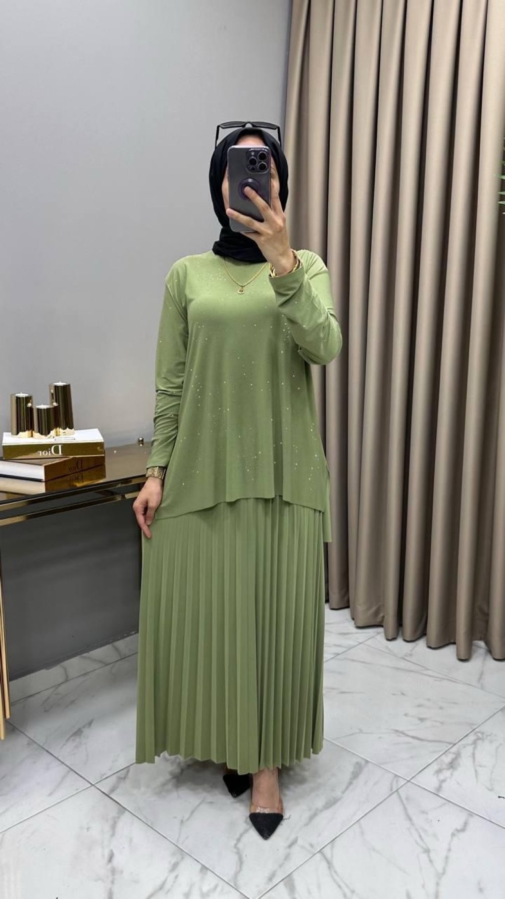 Mayda Etekli Takım Mint