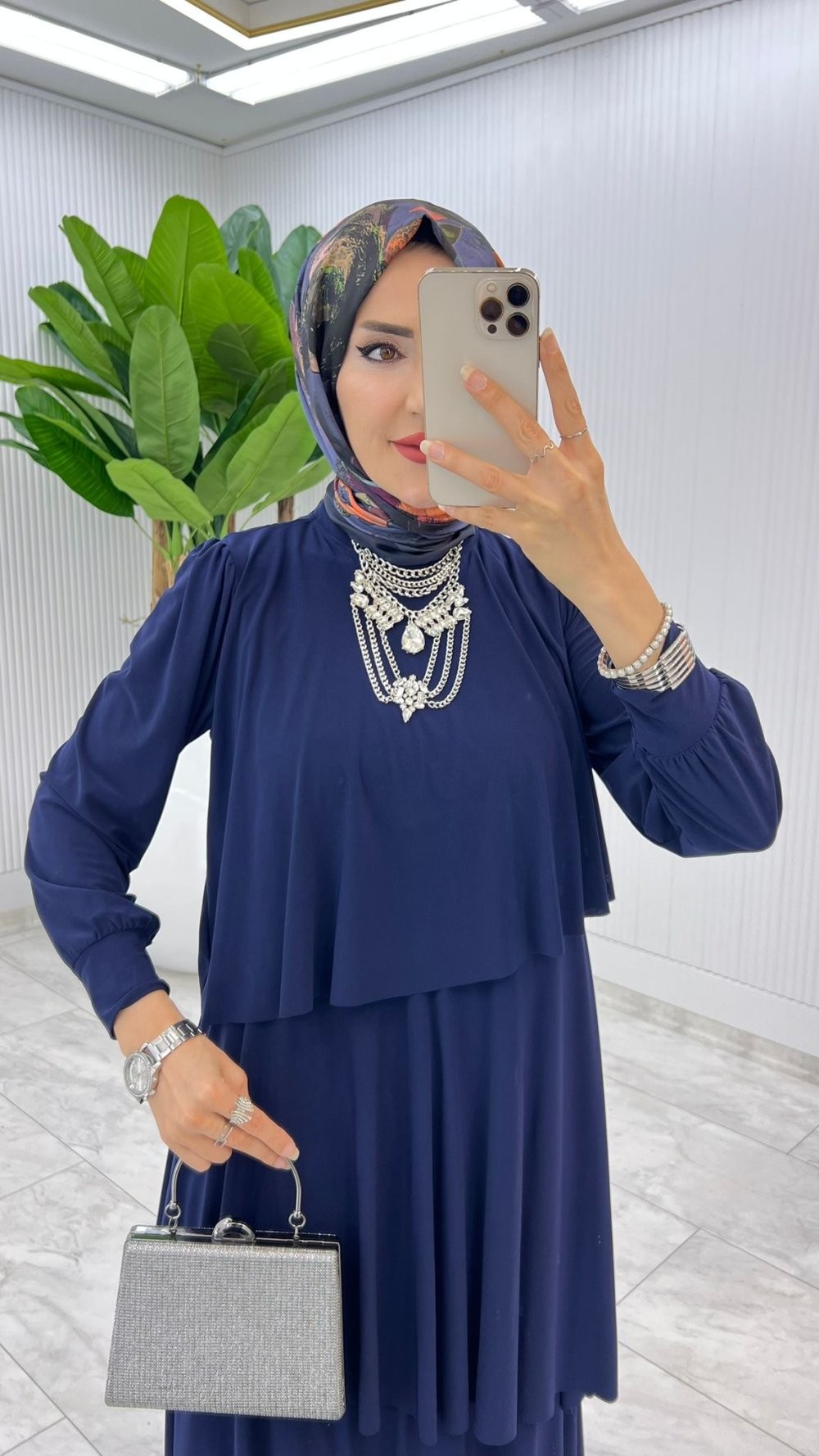 Lacivert Premium Diva Elbise Tesettür Giyim