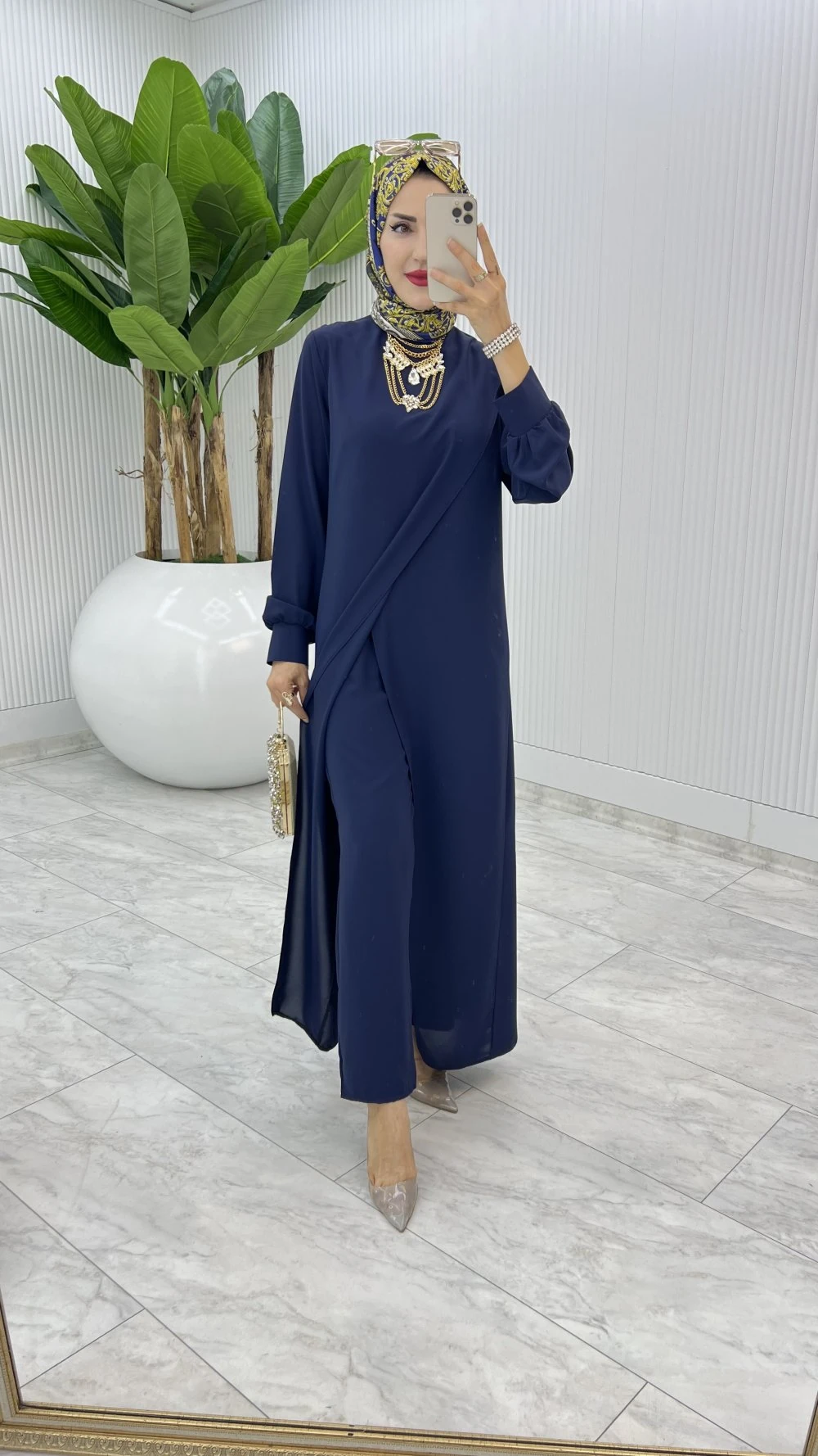 Lacivert Ahum Tasarım Takım Tesettür Giyim 