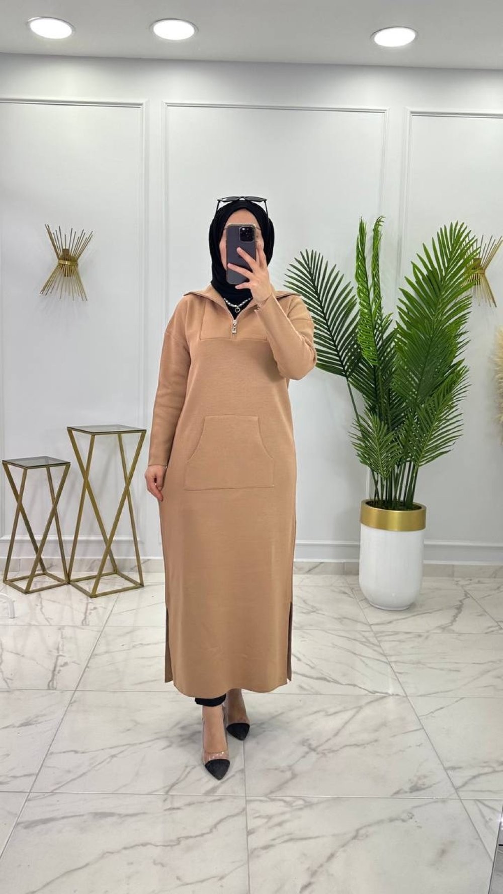 Sema Triko Elbise/Tunik Vizon