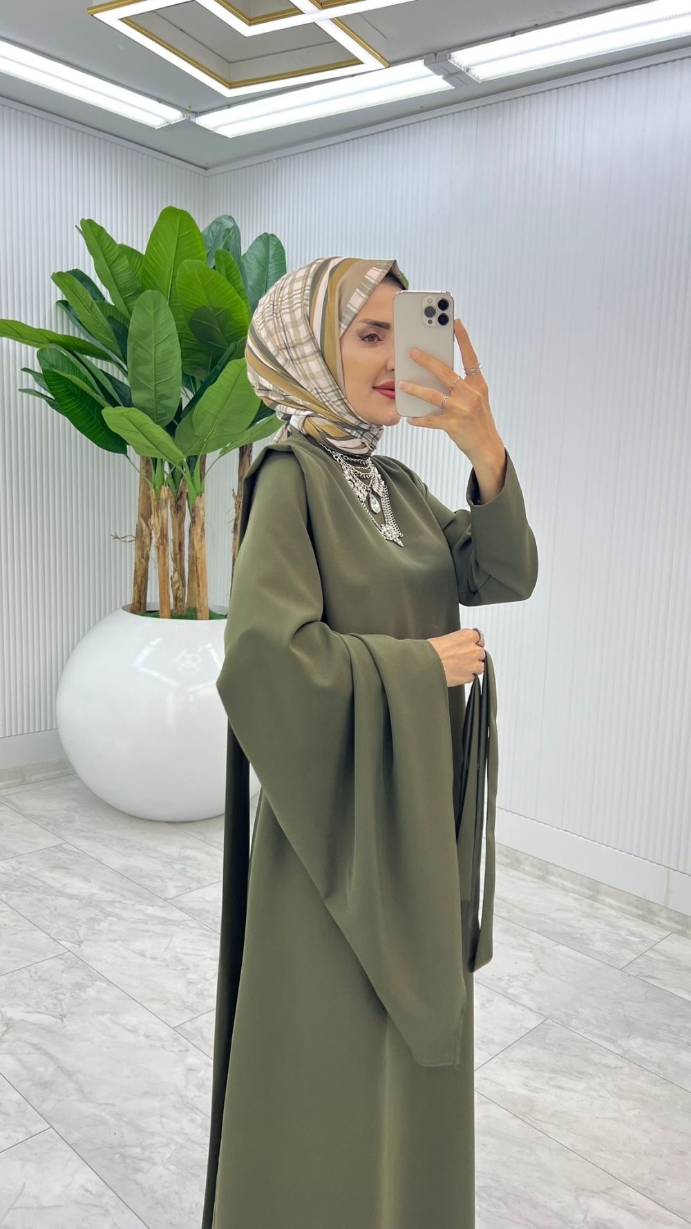 Haki Premium Yağmur Elbise Tesettür Giyim