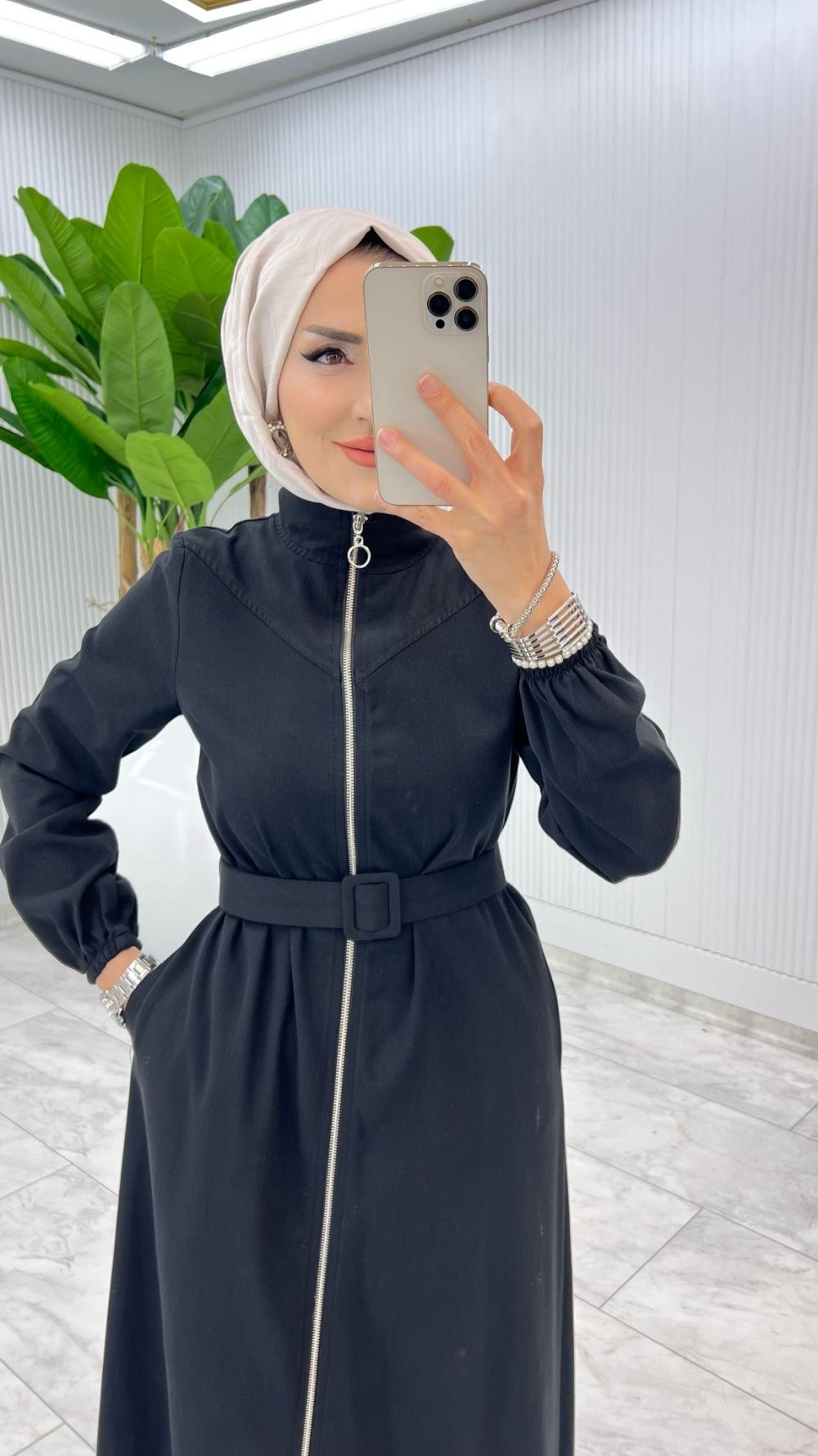 Siyah Premium Ziynet Ferace Tesettür Giyim