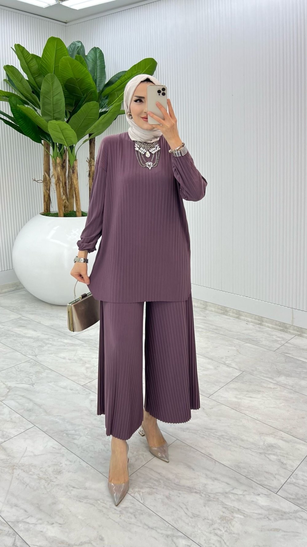 Mürdüm  Bilge Pantolon Takım Tesettür Giyim