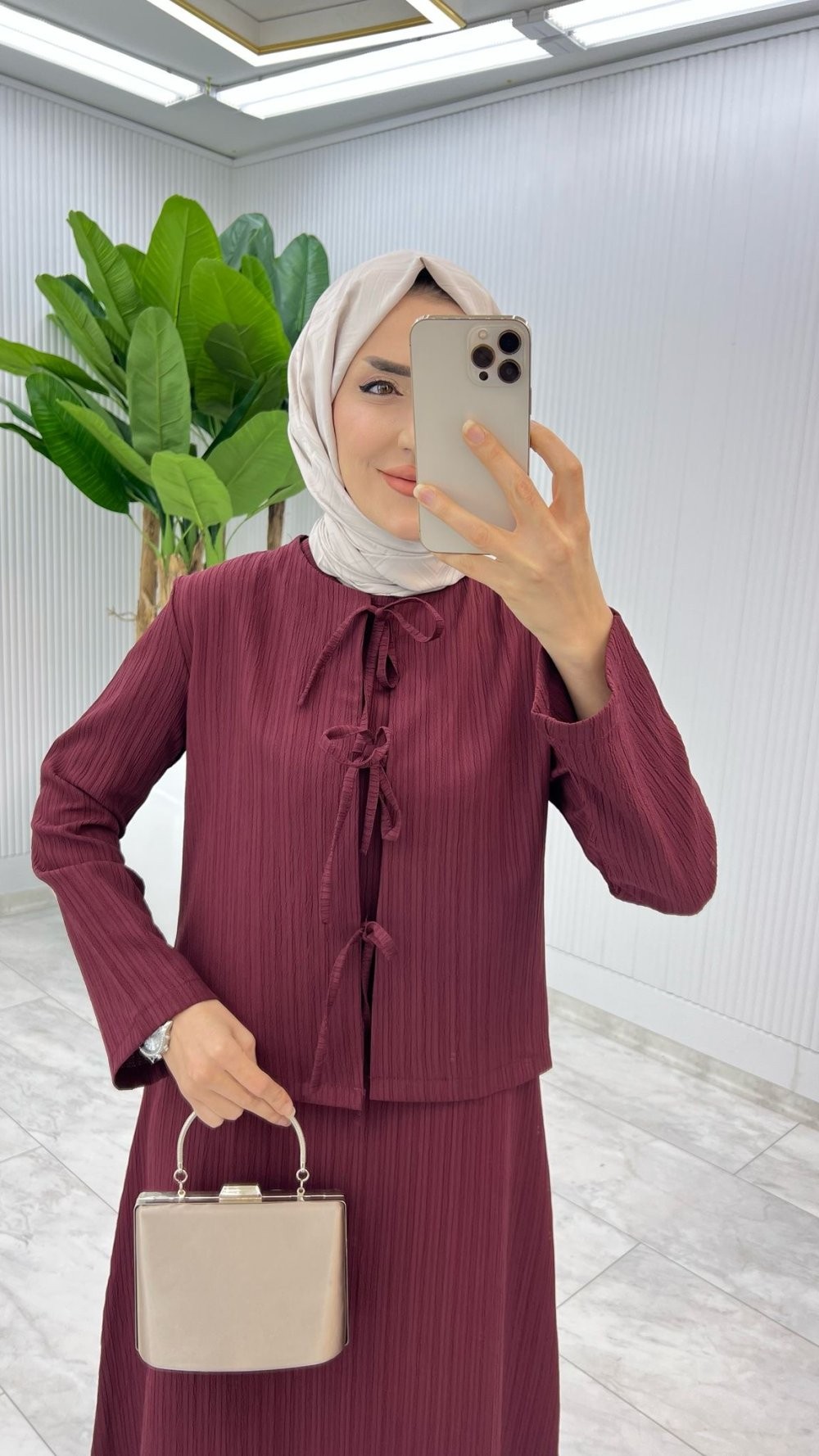 Bordo Josef Etekli Takım Tesettür Giyim