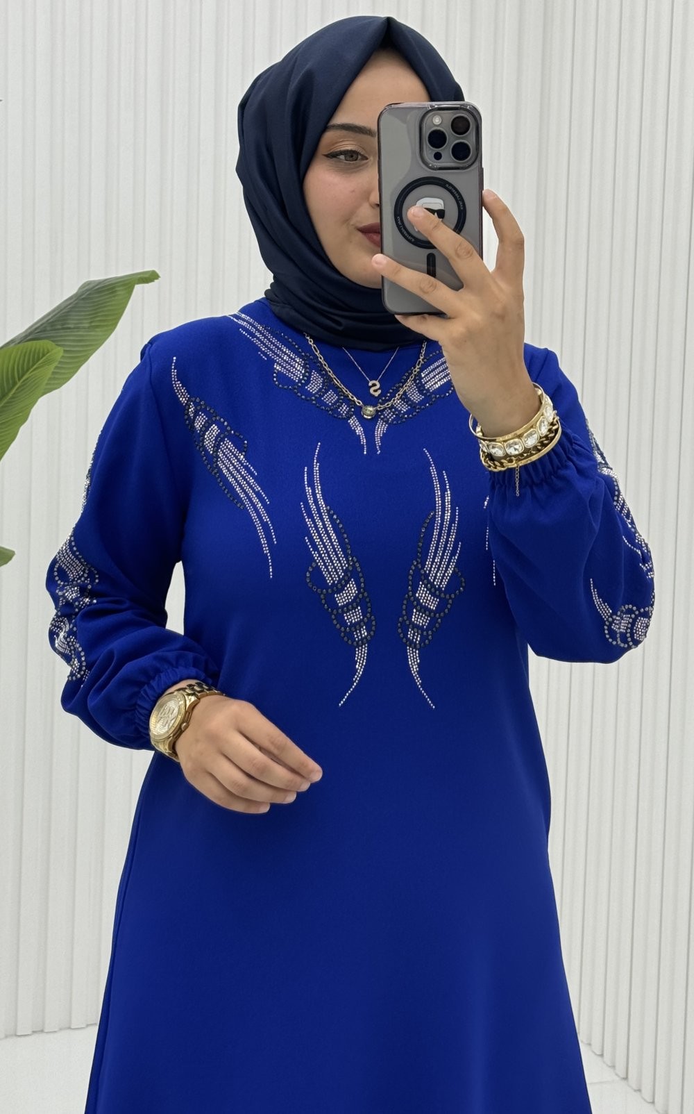 Pırıl Elbise Saks Mavisi