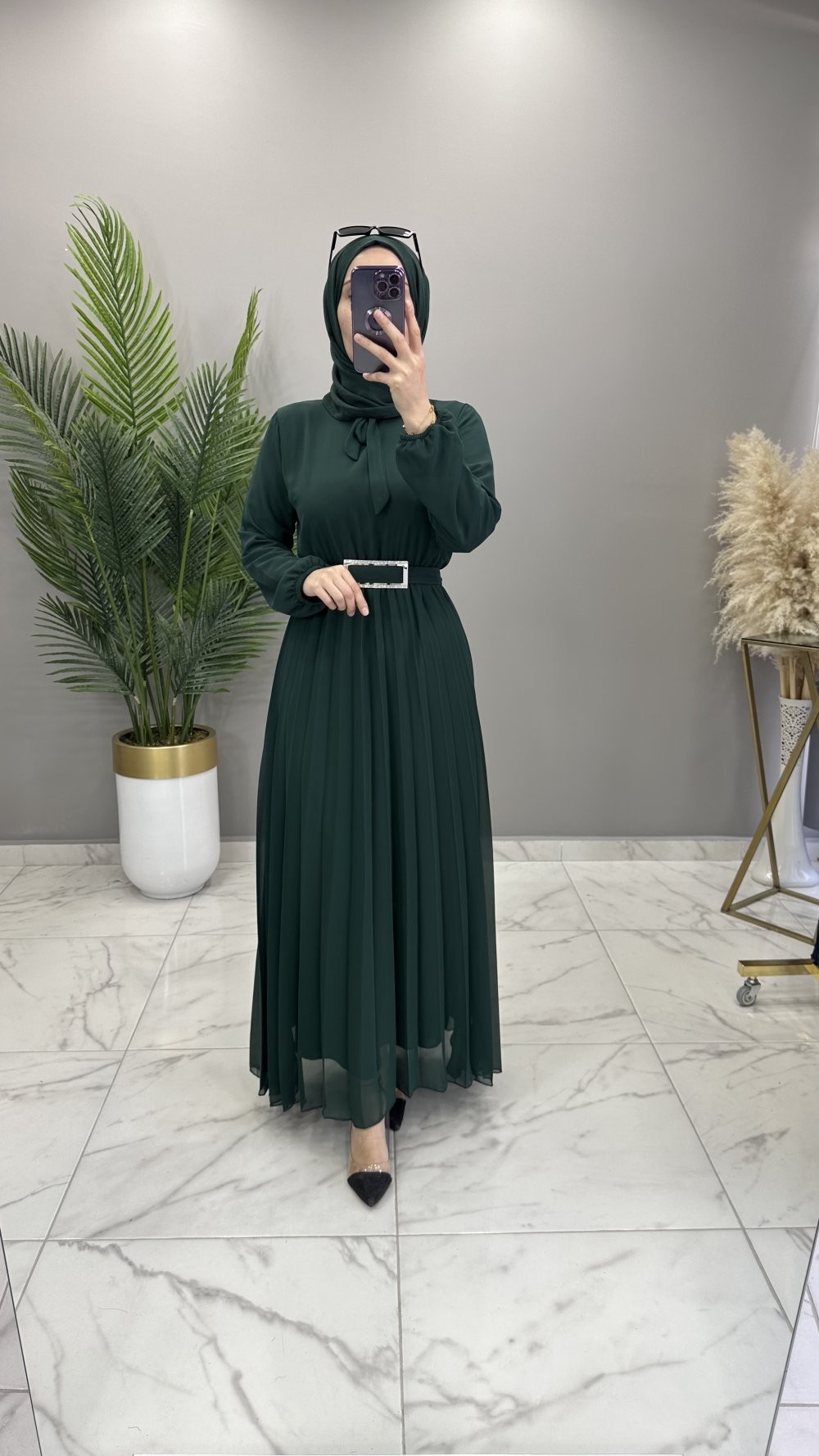 Banu Şifon Elbise Zümrüt 
