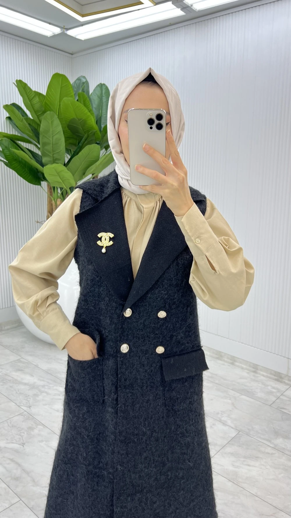 Siyah Fidan Channel Yelek Broş Hediyeli 