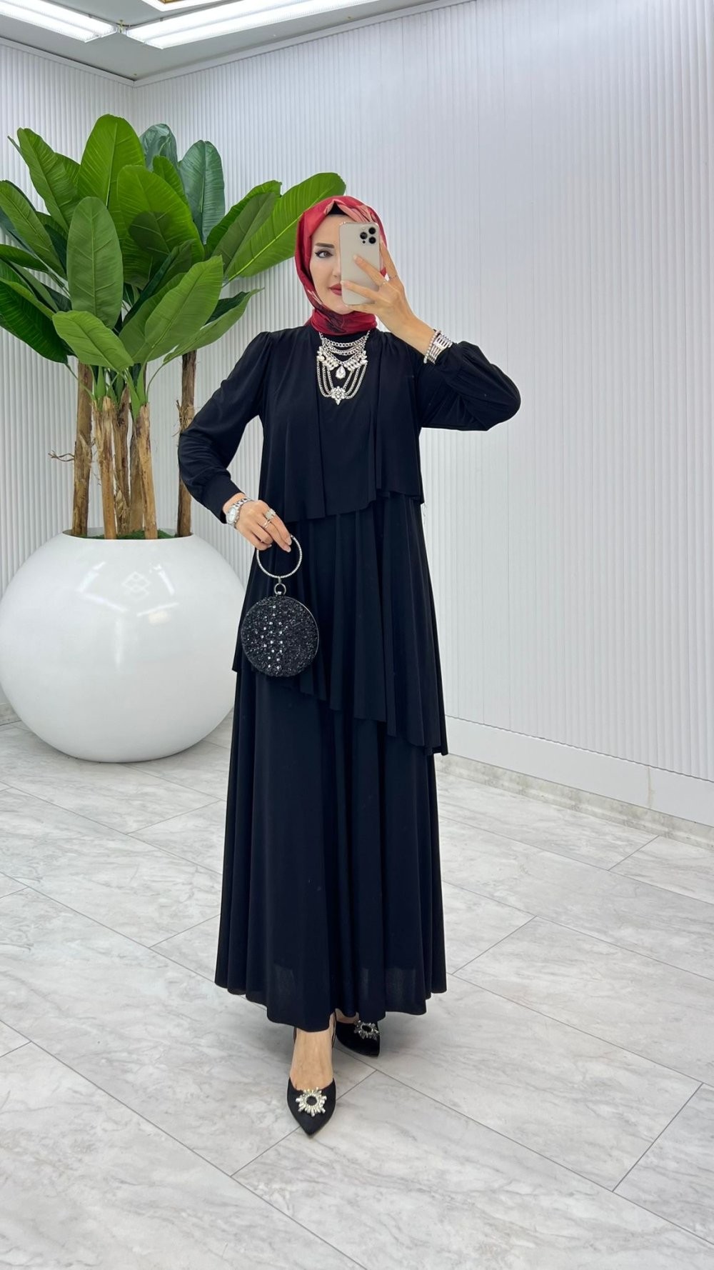 Siyah Premium Diva Elbise Tesettür Giyim
