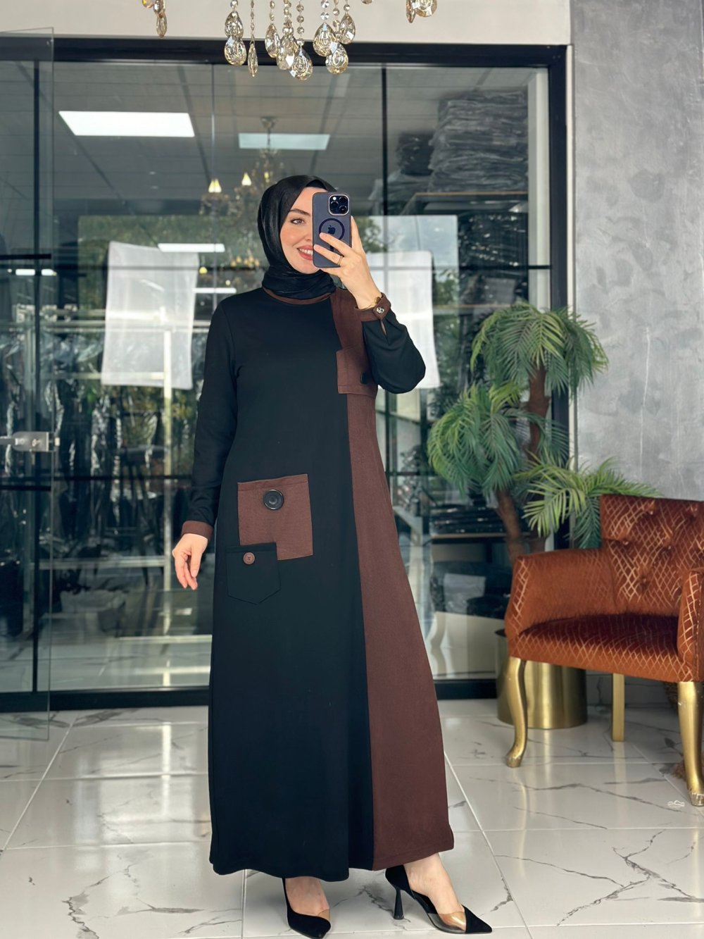 Nare Elbise Kahverengi