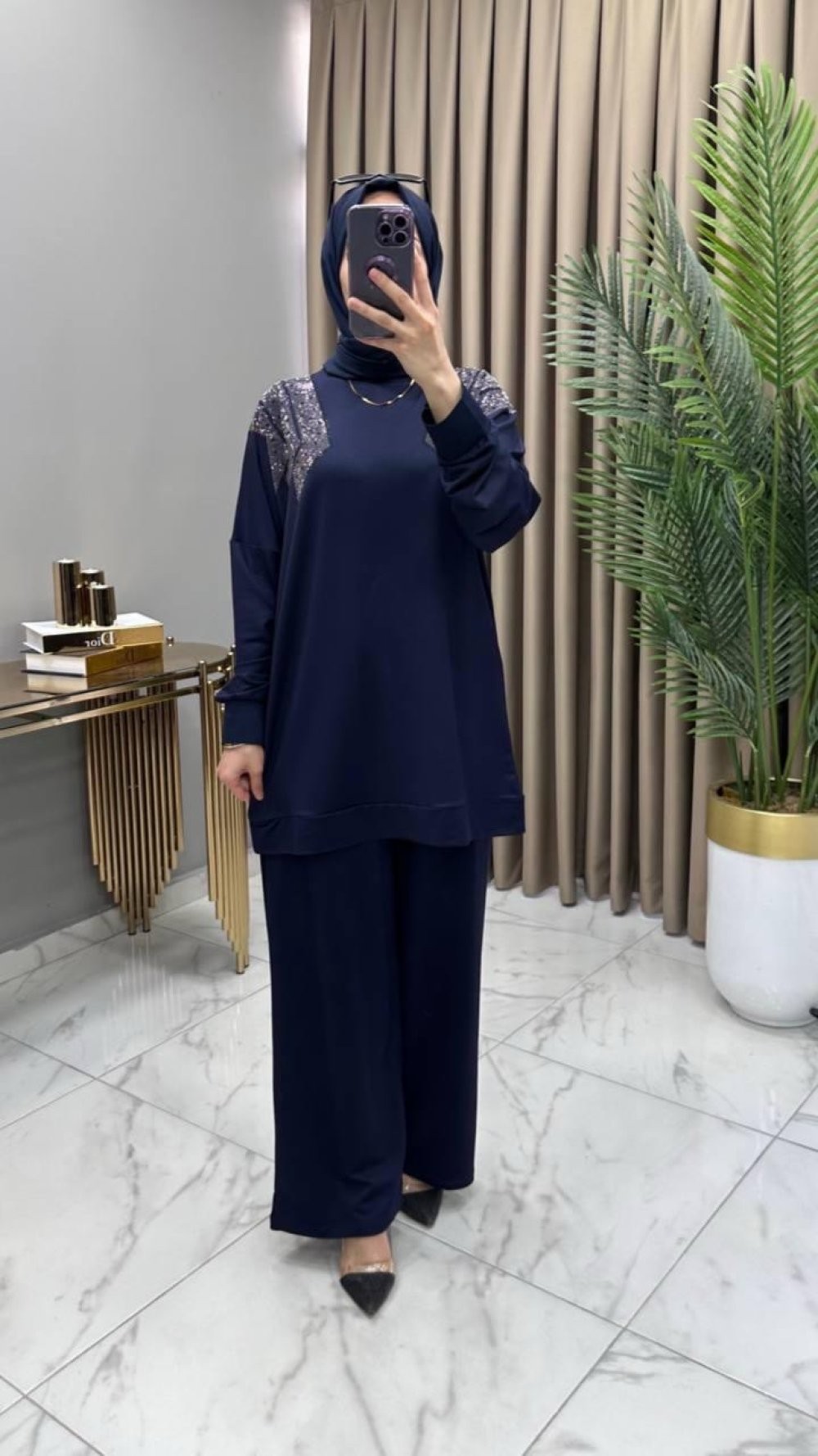 Gizem Taşlı Takım Lacivert 