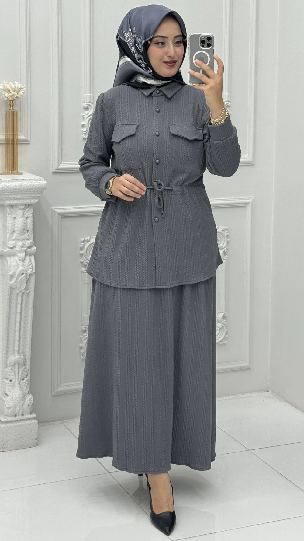 Selmira Etek Takım Gri 