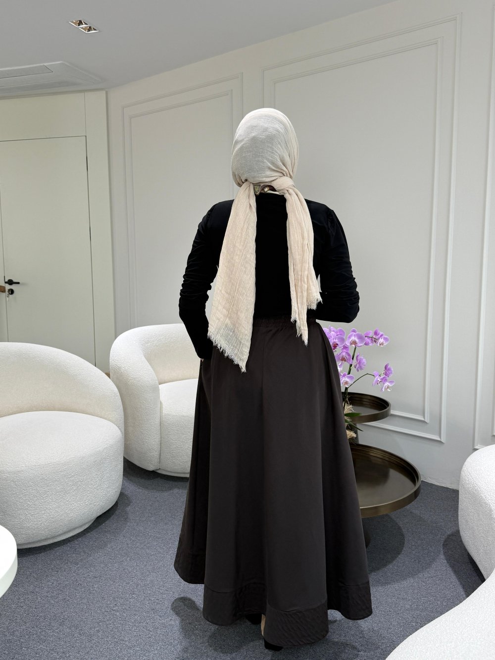 Dikiş Detaylı Beli Lastikli Etek