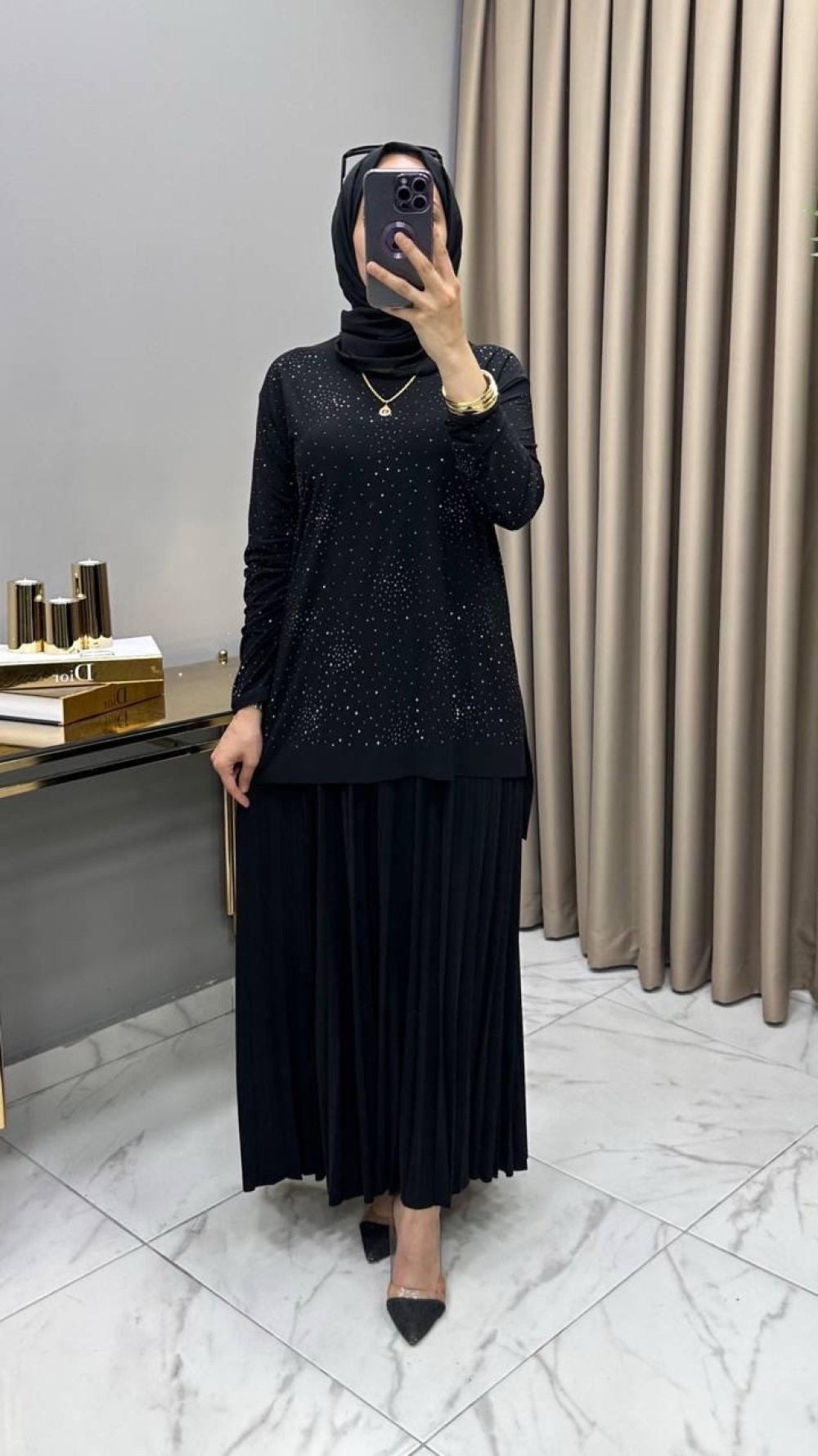 Mayda Etekli Takım Siyah