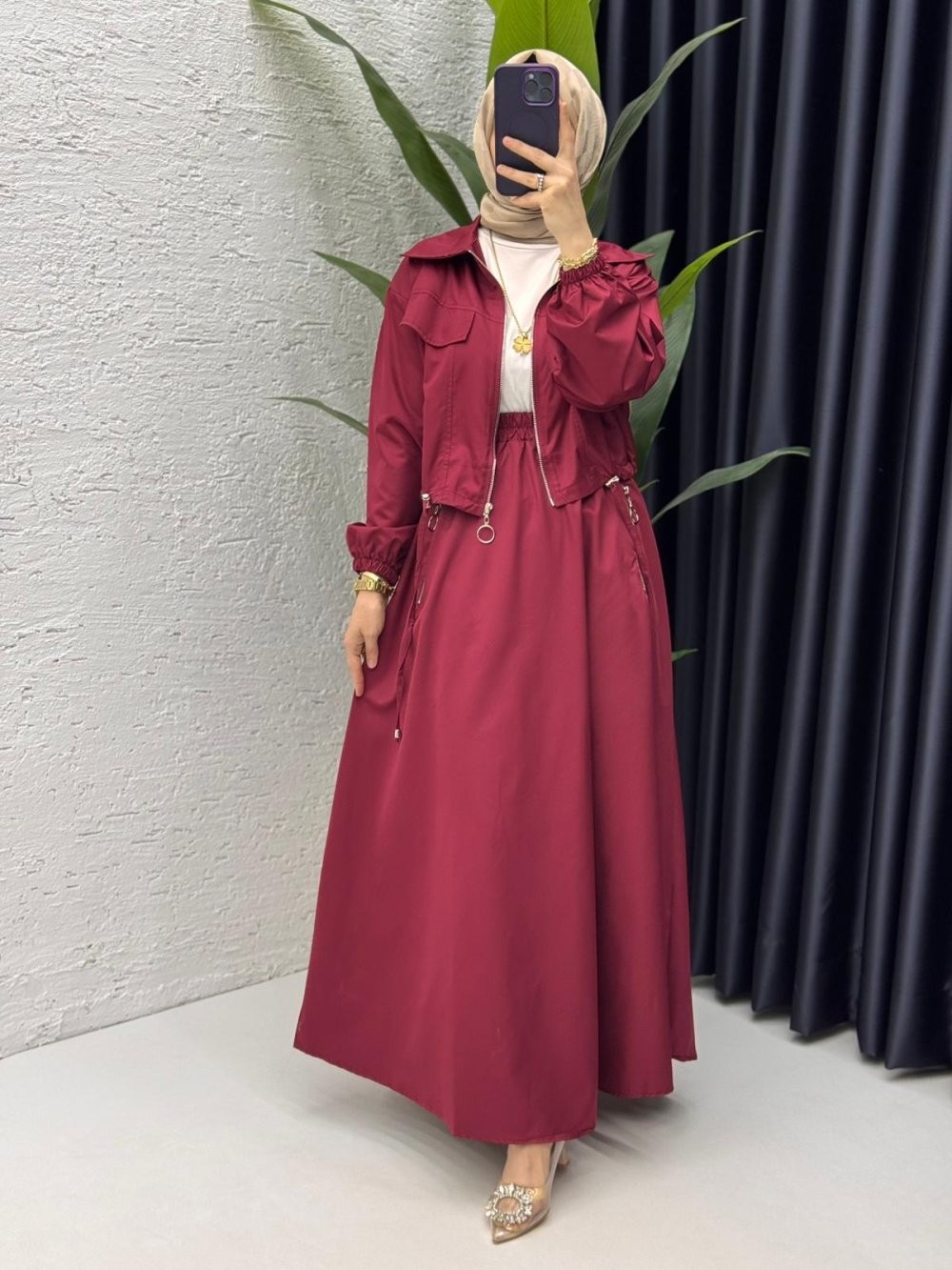 Bordo Tuana Takım Tesettür Giyim