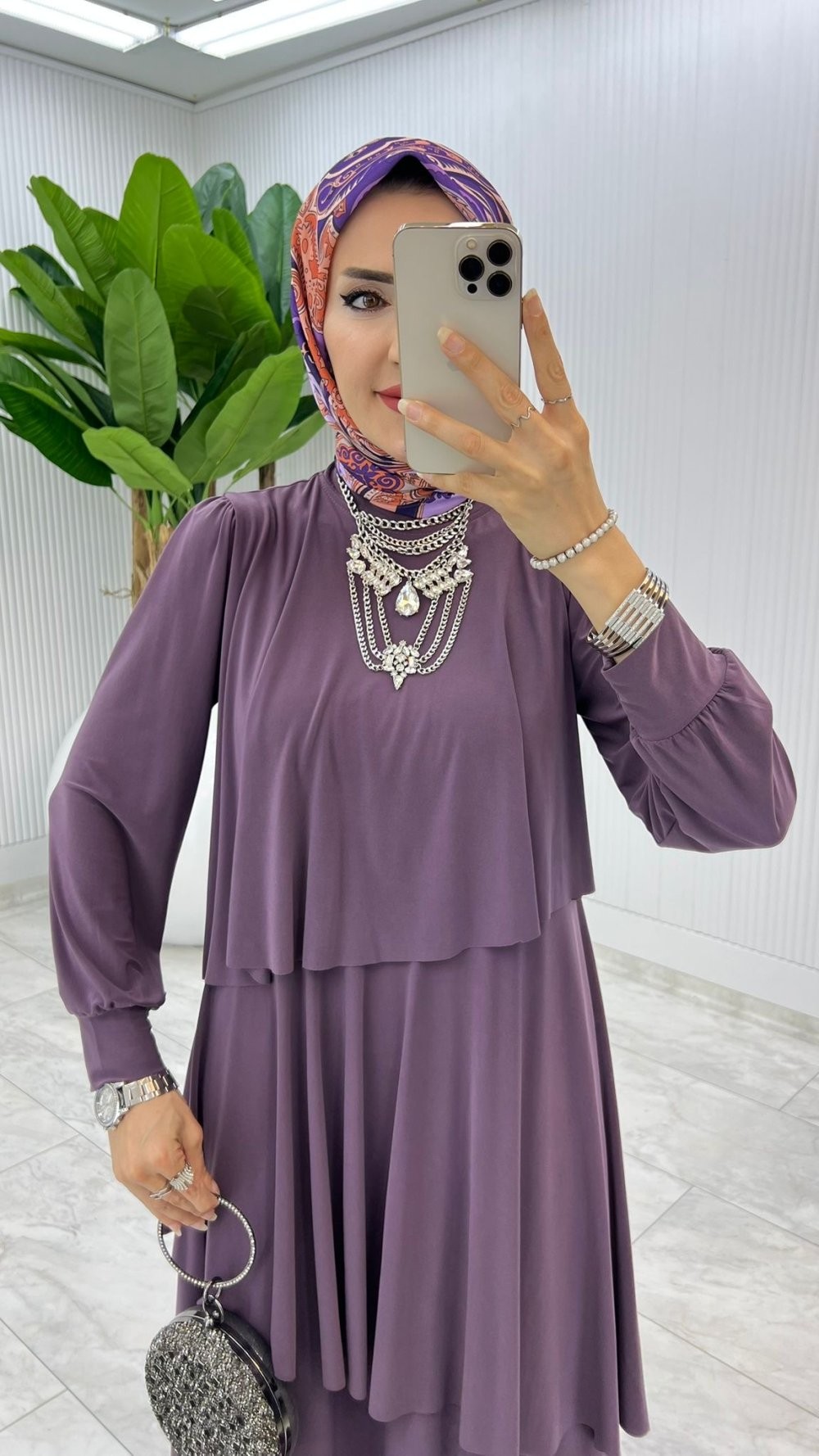 Mürdüm Premium Diva Elbise Tesettür Giyim