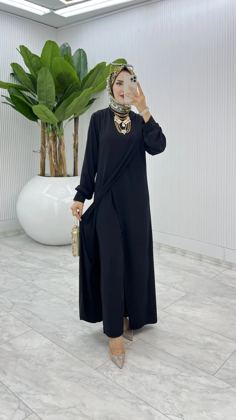 Siyah Ahum Tasarım Takım Tesettür Giyim 