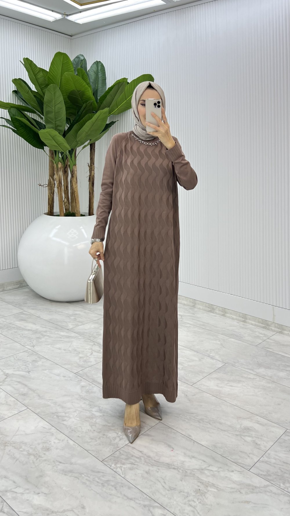 Vizon İzel Triko Elbise Tesettür Giyim 