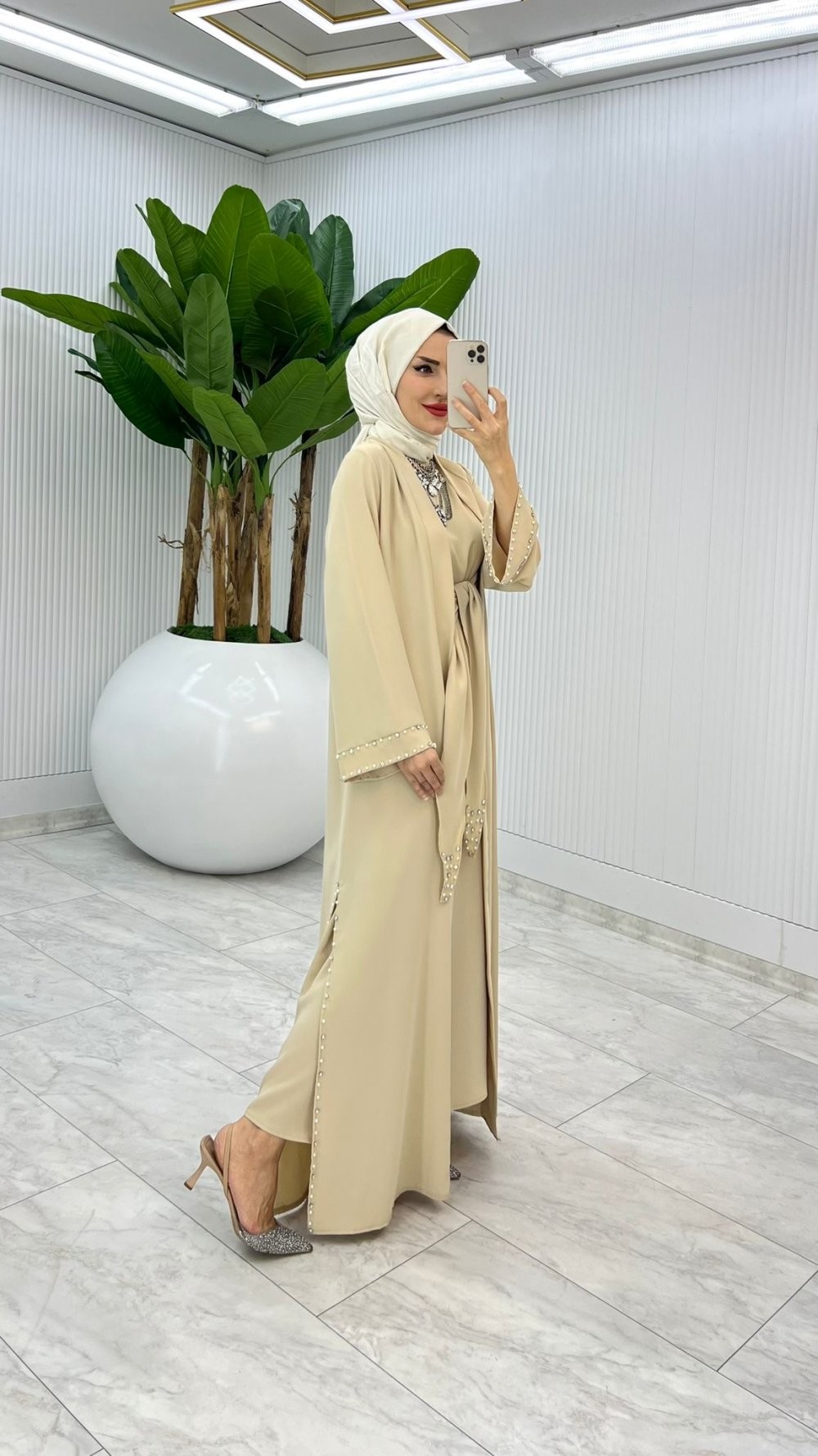 Taş Premium Sofia Abaya Takım Tesettür Giyim