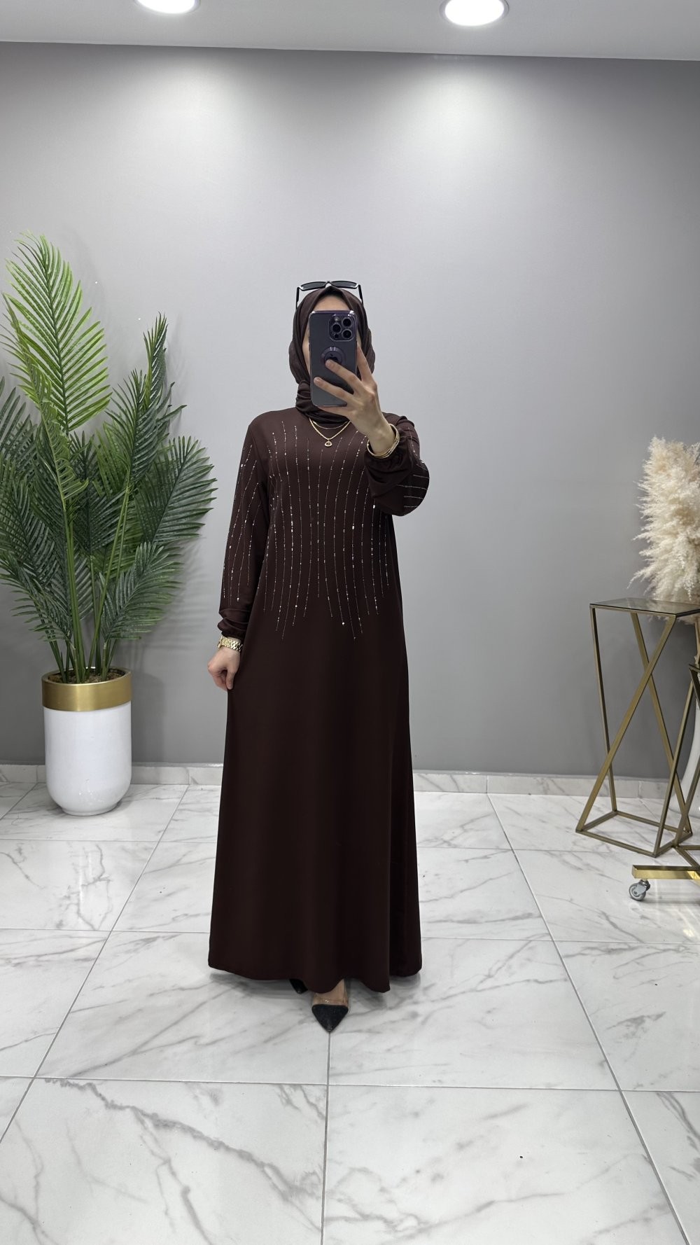 AJDA ABİYE ELBİSE KAHVERENGİ 