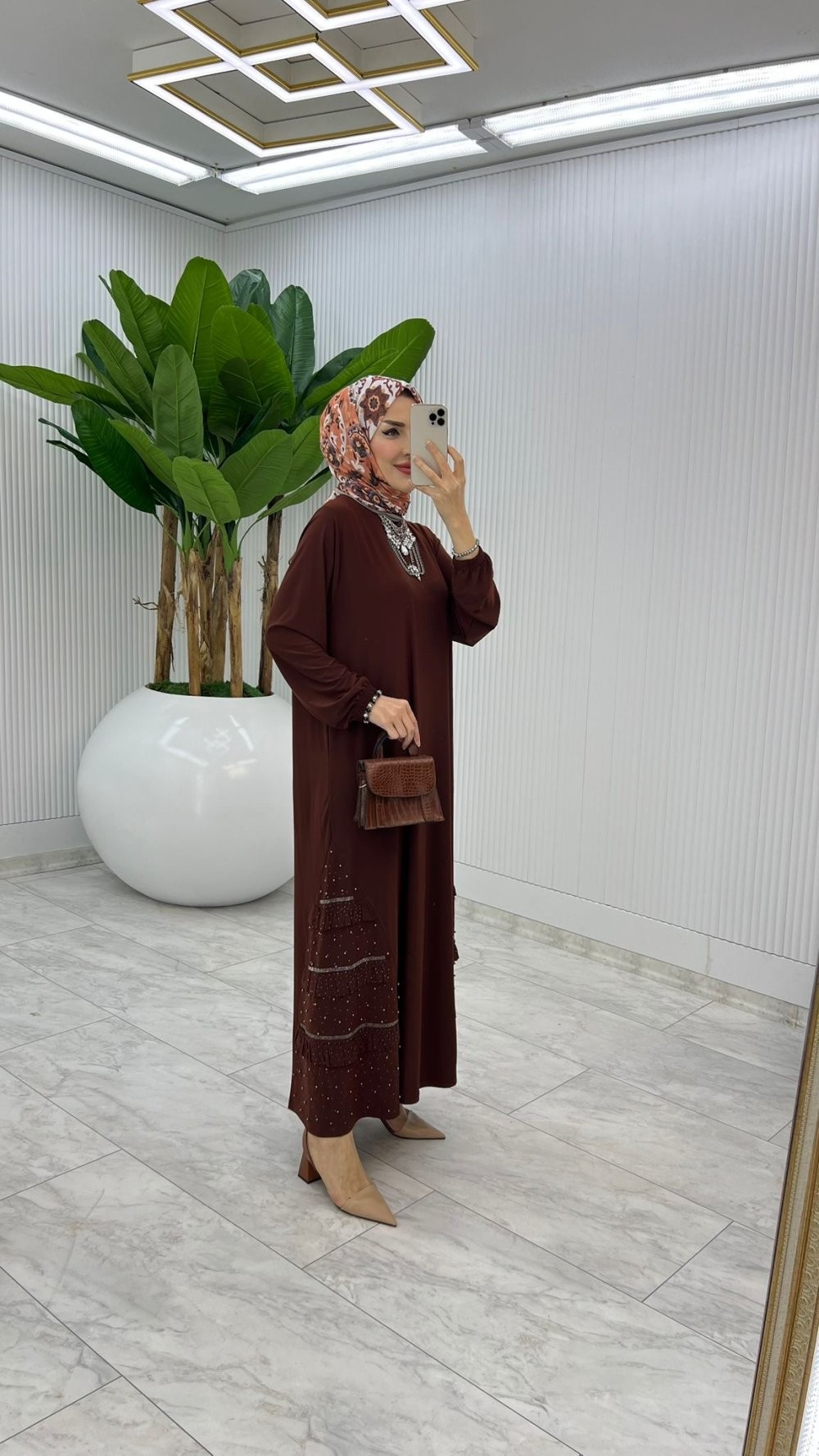 Kahve İsabella Elbise Tesettür Giyim