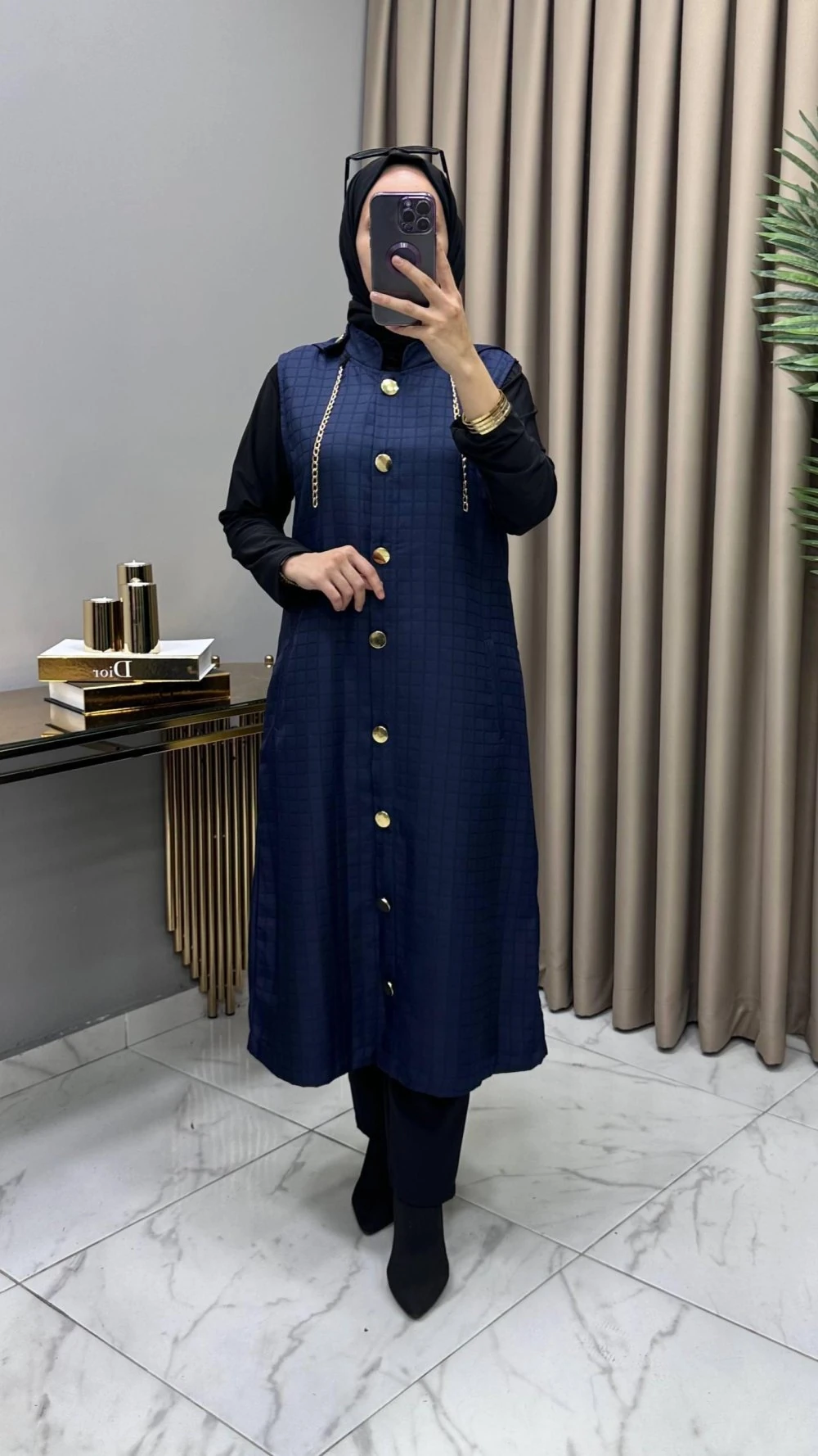 Aylin Kapitone Yelek Lacivert 